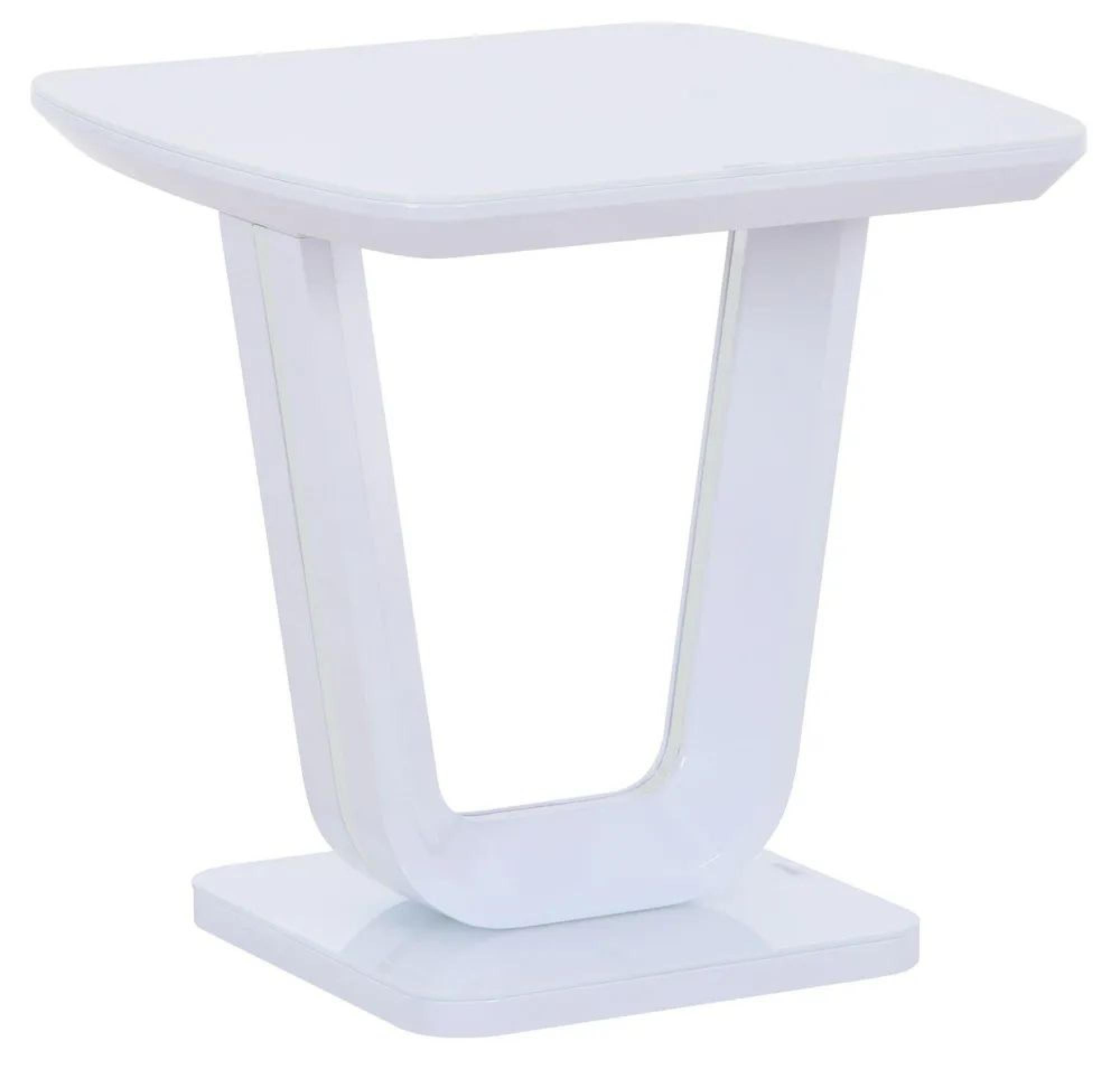 Product photograph of Athos White Gloss Lamp Table With Glass Top from Choice Furniture Superstore.