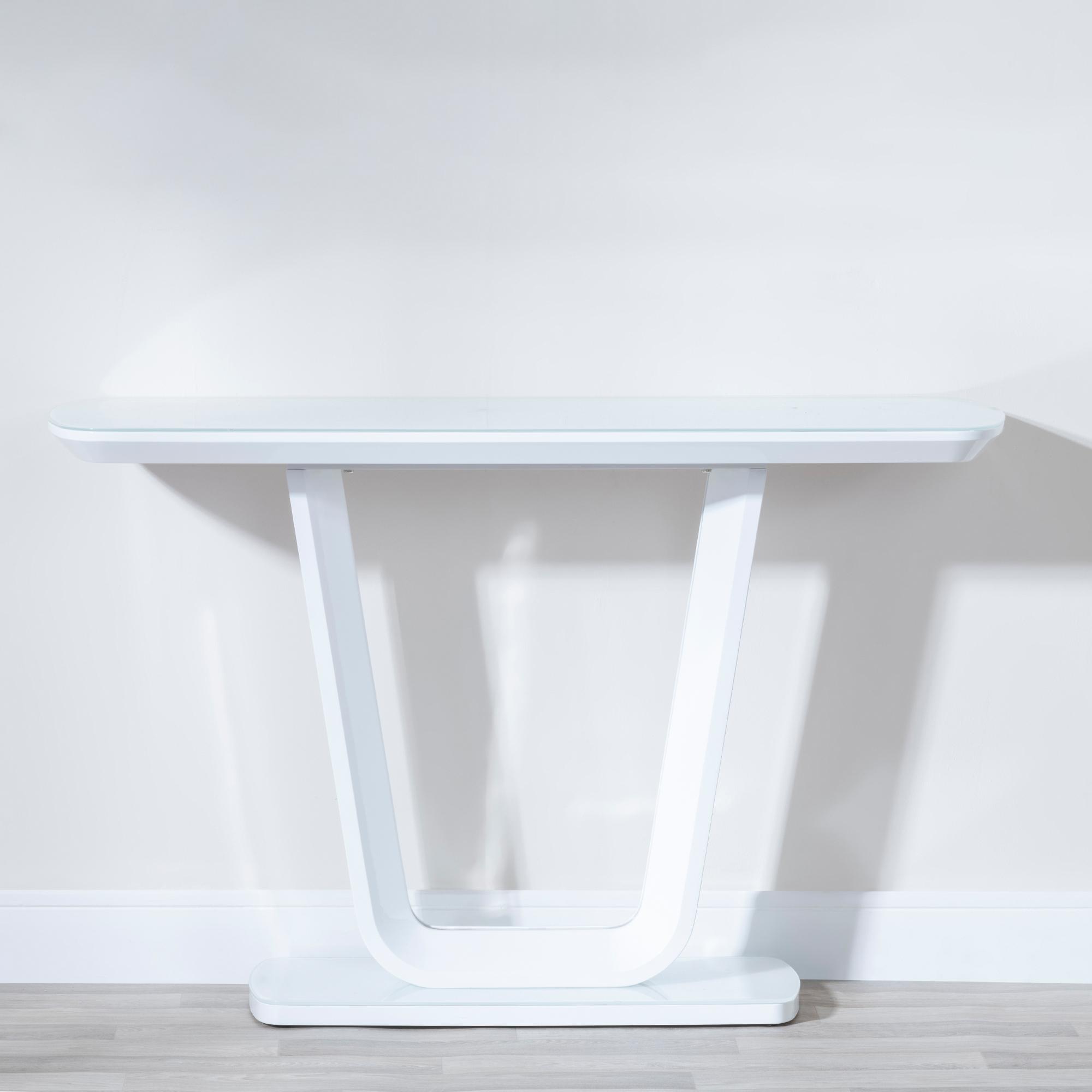 Product photograph of Athos White Gloss Console Table With Glass Top from Choice Furniture Superstore.