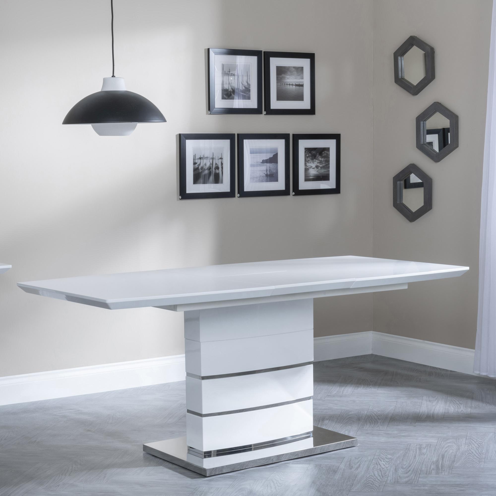 Product photograph of Rimini White Gloss Extending Dining Table - 140cm - 180cm from Choice Furniture Superstore.