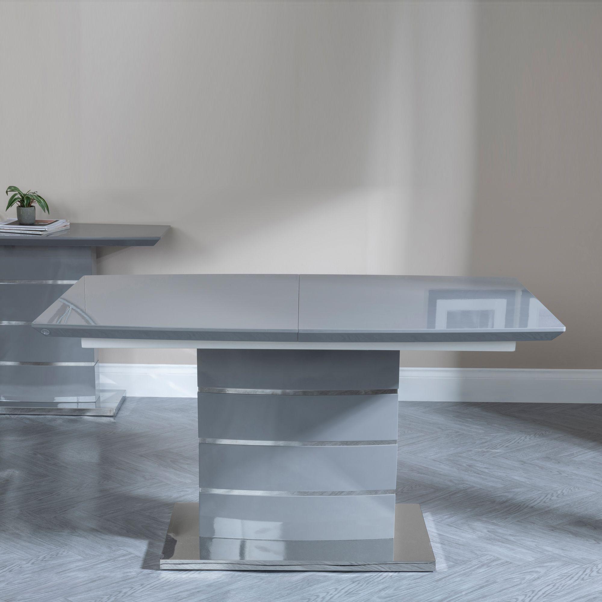 Product photograph of Rimini Grey Gloss Extending Dining Table - 140cm - 180cm from Choice Furniture Superstore.