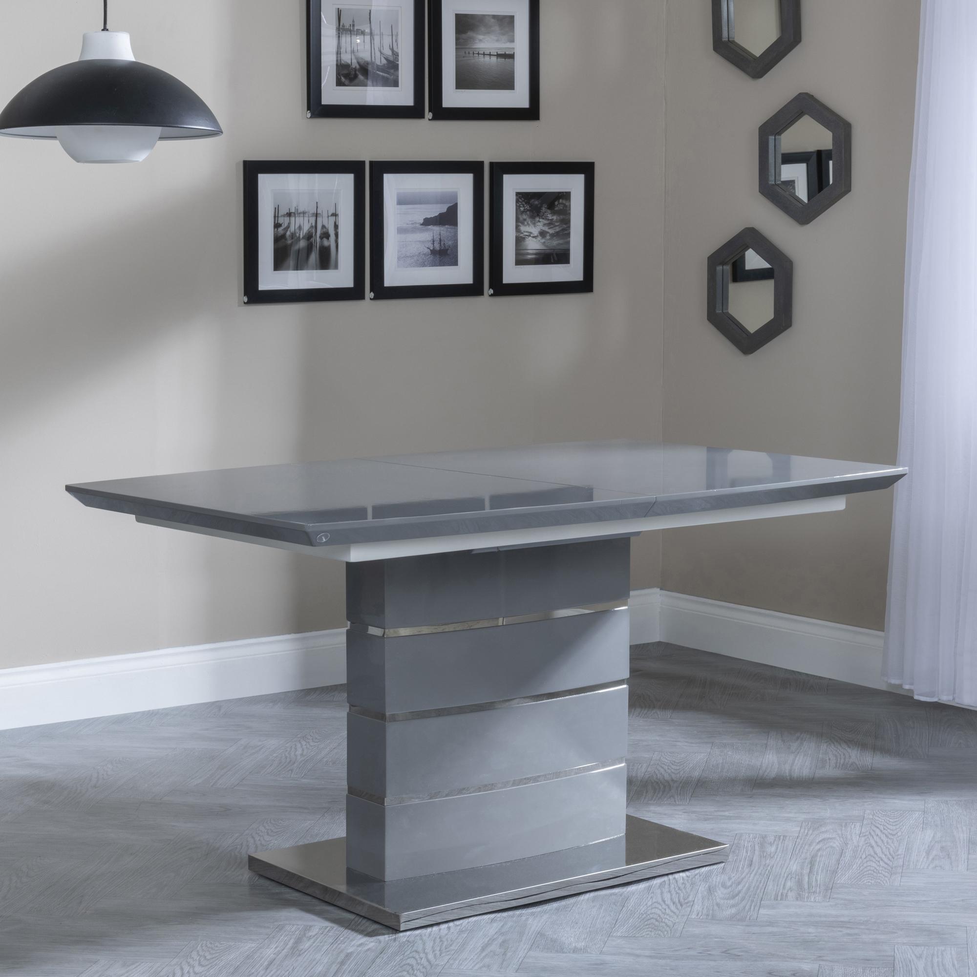 Product photograph of Rimini Grey Gloss Extending Dining Table - 140cm - 180cm from Choice Furniture Superstore.