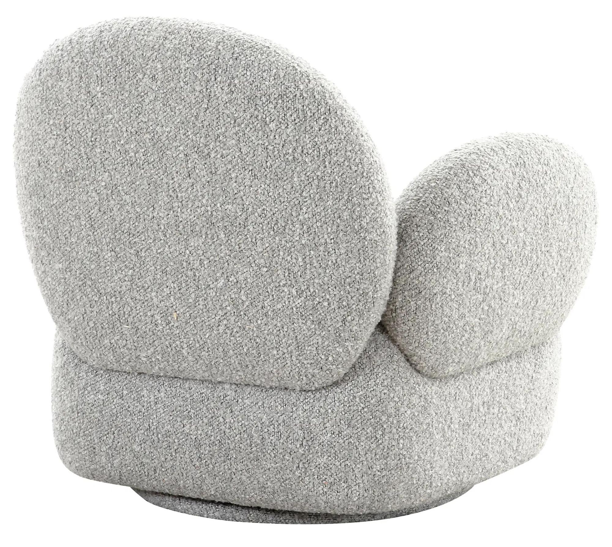 Product photograph of Messina Light Grey Boucle Fabric Swivel Lounge Chair from Choice Furniture Superstore.