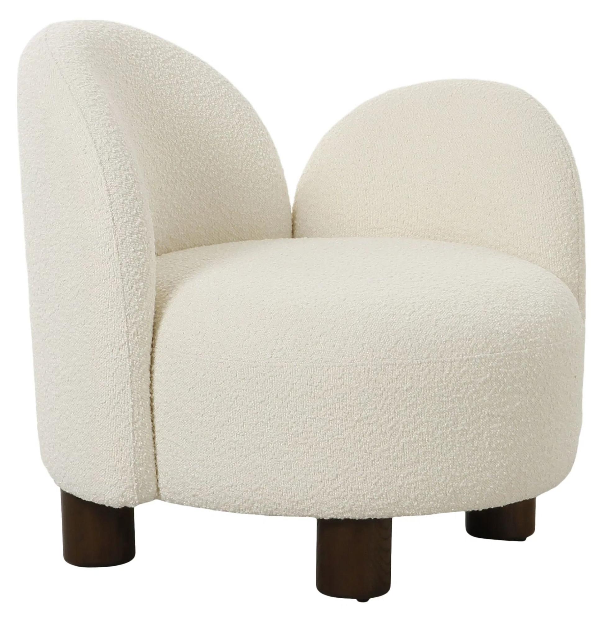 Product photograph of Honolulu White Boucle Fabric Right Hand Facing Lounge Chair from Choice Furniture Superstore.