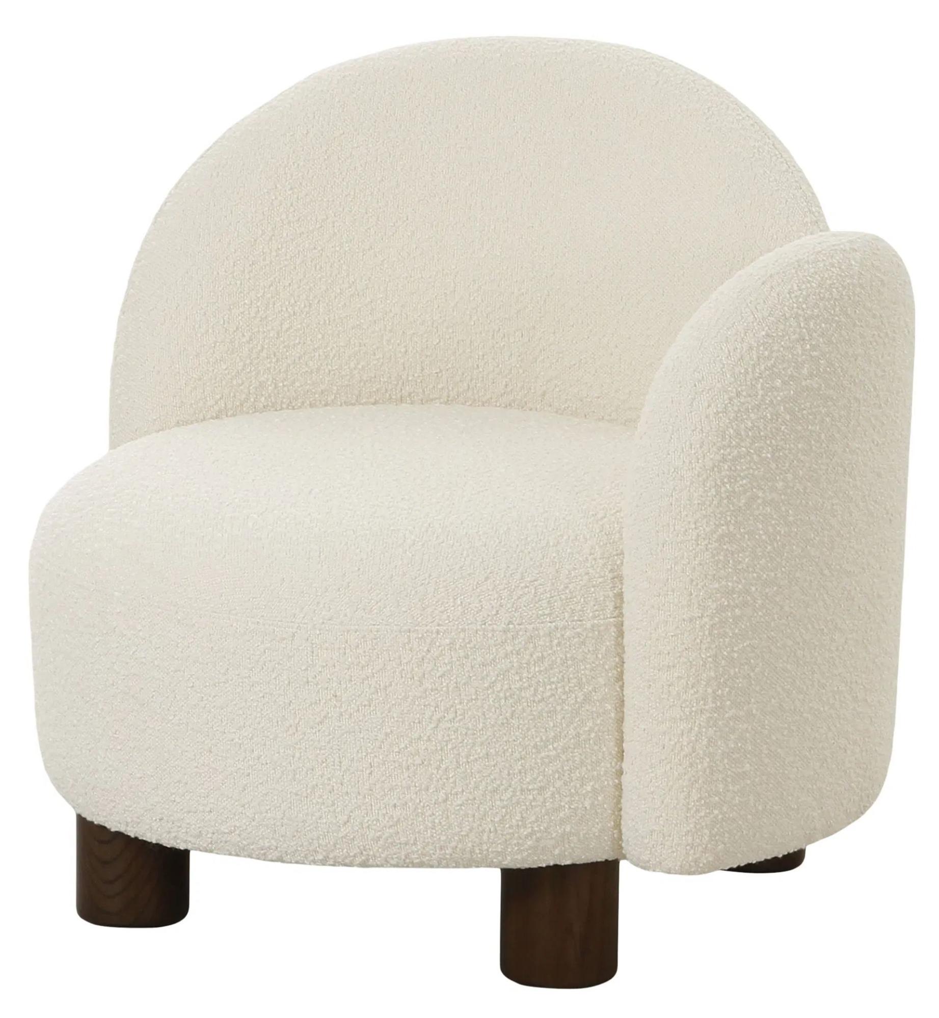 Product photograph of Honolulu White Boucle Fabric Right Hand Facing Lounge Chair from Choice Furniture Superstore.