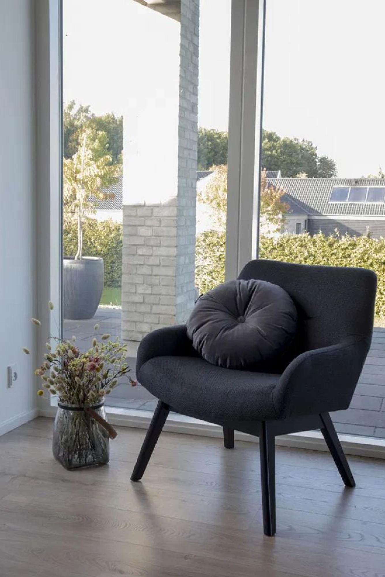 Product photograph of Halltown Dark Blue Fabric Lounge Chair With Black Legs from Choice Furniture Superstore.