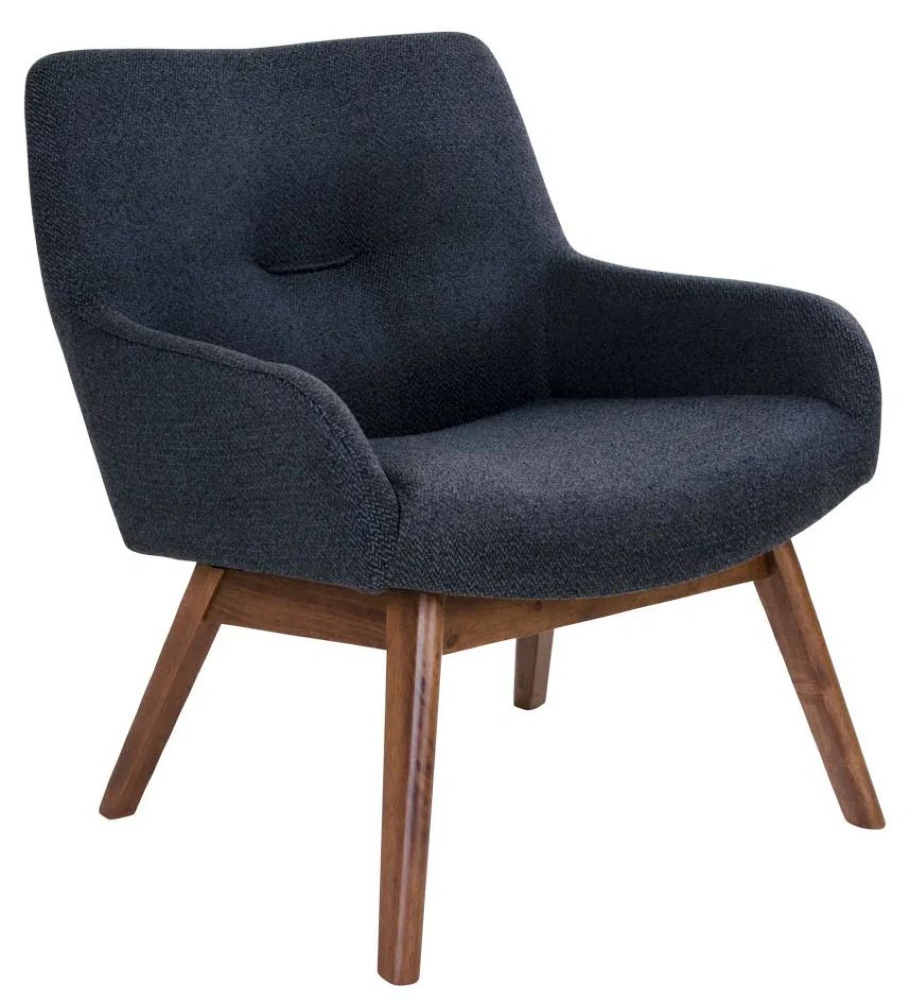 Product photograph of Halltown Dark Blue Fabric Lounge Chair With Walnut Legs from Choice Furniture Superstore.