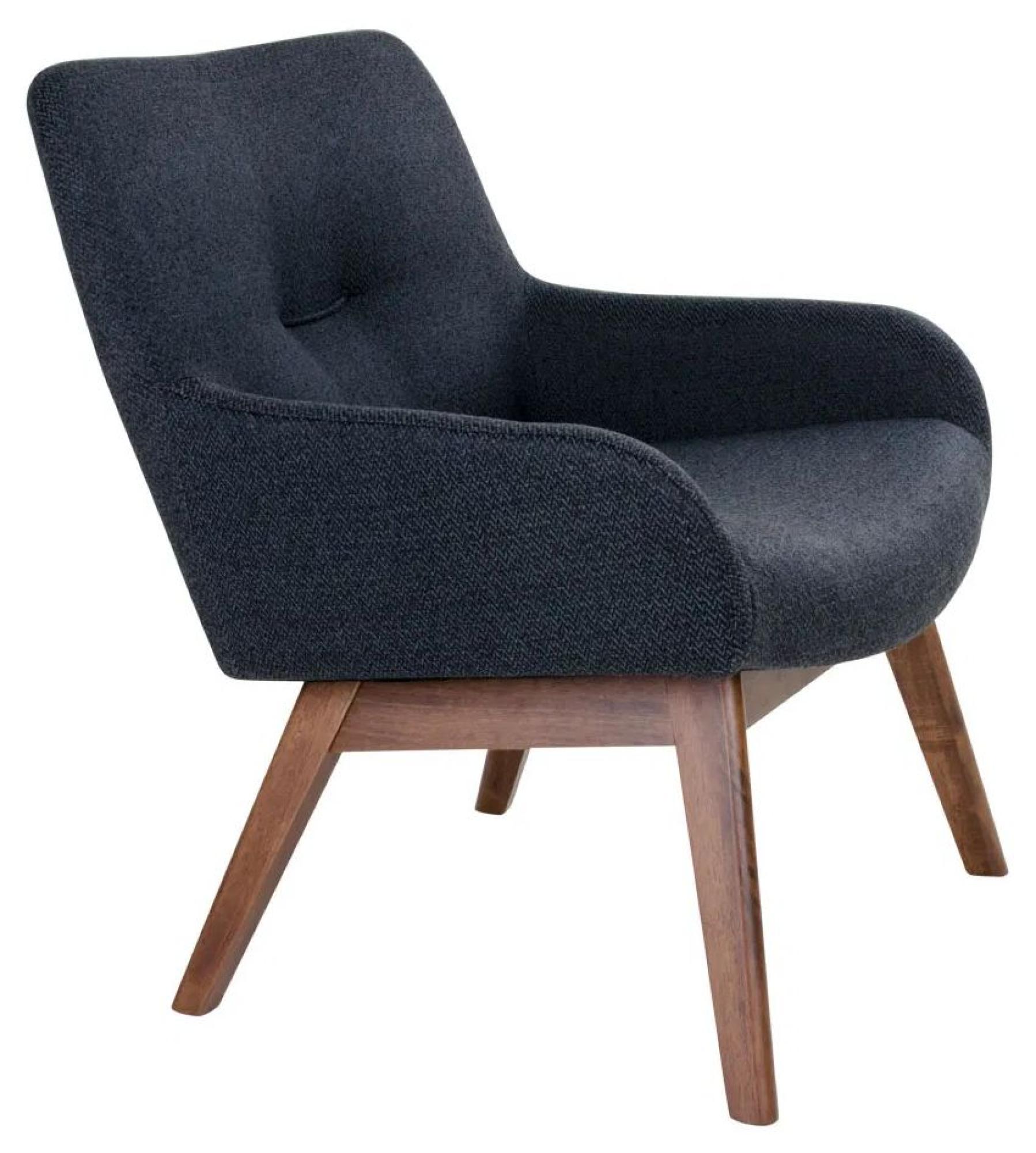 Product photograph of Halltown Dark Blue Fabric Lounge Chair With Walnut Legs from Choice Furniture Superstore.