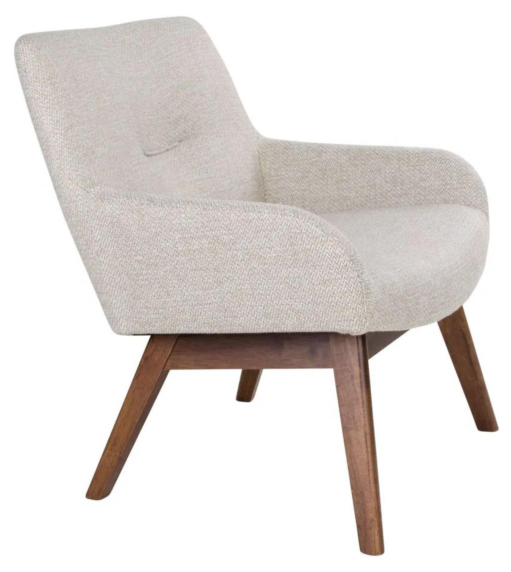 Product photograph of Halltown Sand Fabric Lounge Chair With Walnut Legs from Choice Furniture Superstore.