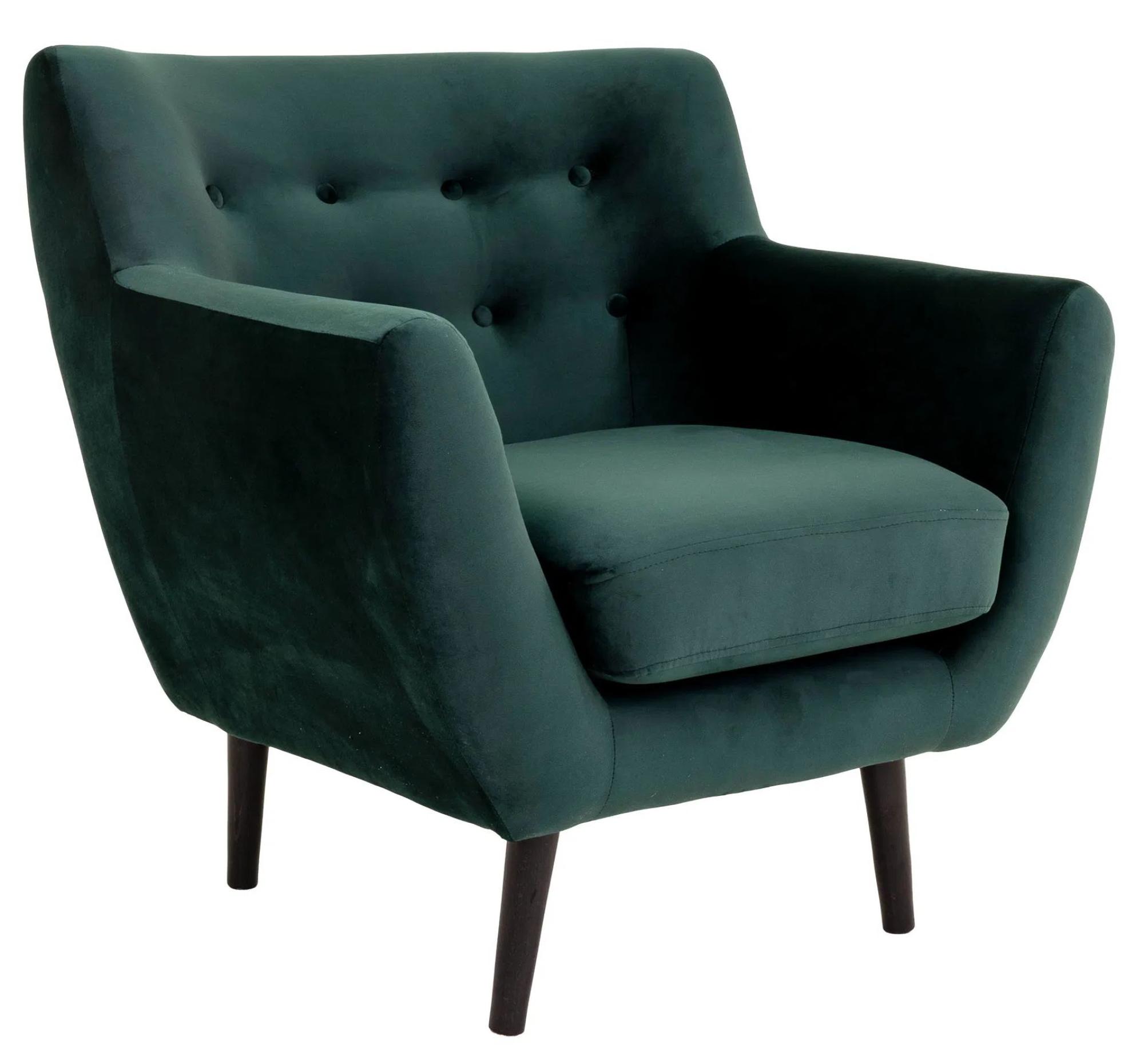 Product photograph of Zavalla Green Velvet Fabric Armchair from Choice Furniture Superstore.