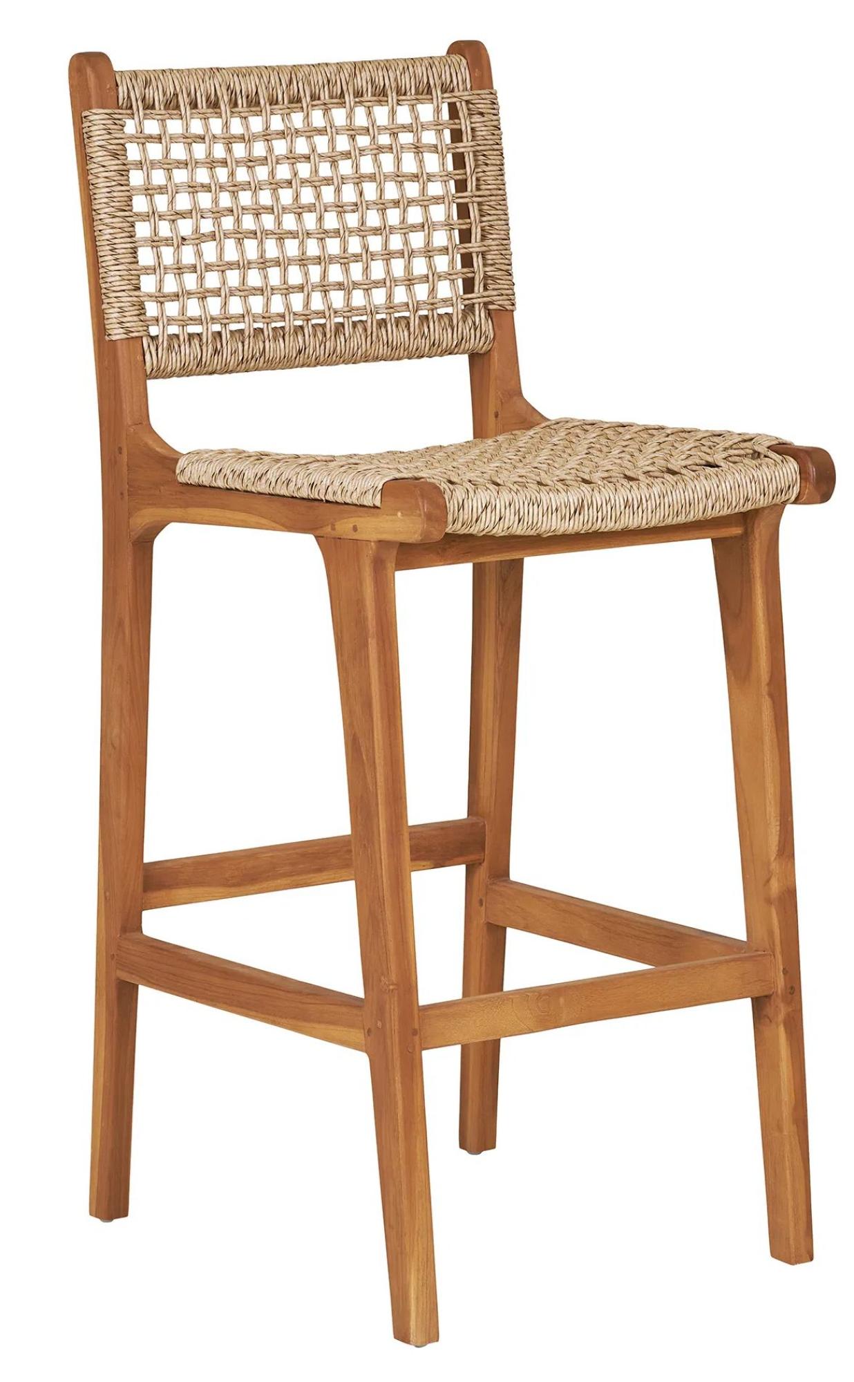 Product photograph of Hackett Natural Teakwood Bar Chair from Choice Furniture Superstore.