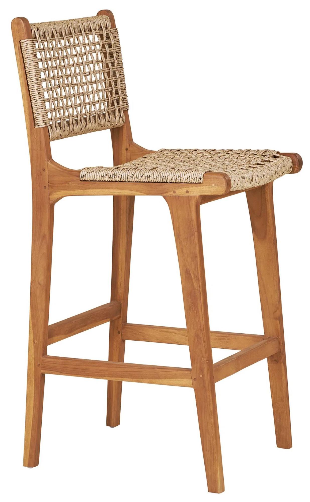 Product photograph of Hackett Natural Teakwood Bar Chair from Choice Furniture Superstore.