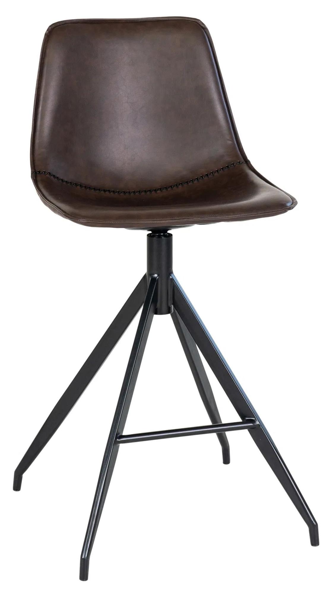 Product photograph of 2 X Zebulon Brown Faux Leather Barstool from Choice Furniture Superstore.
