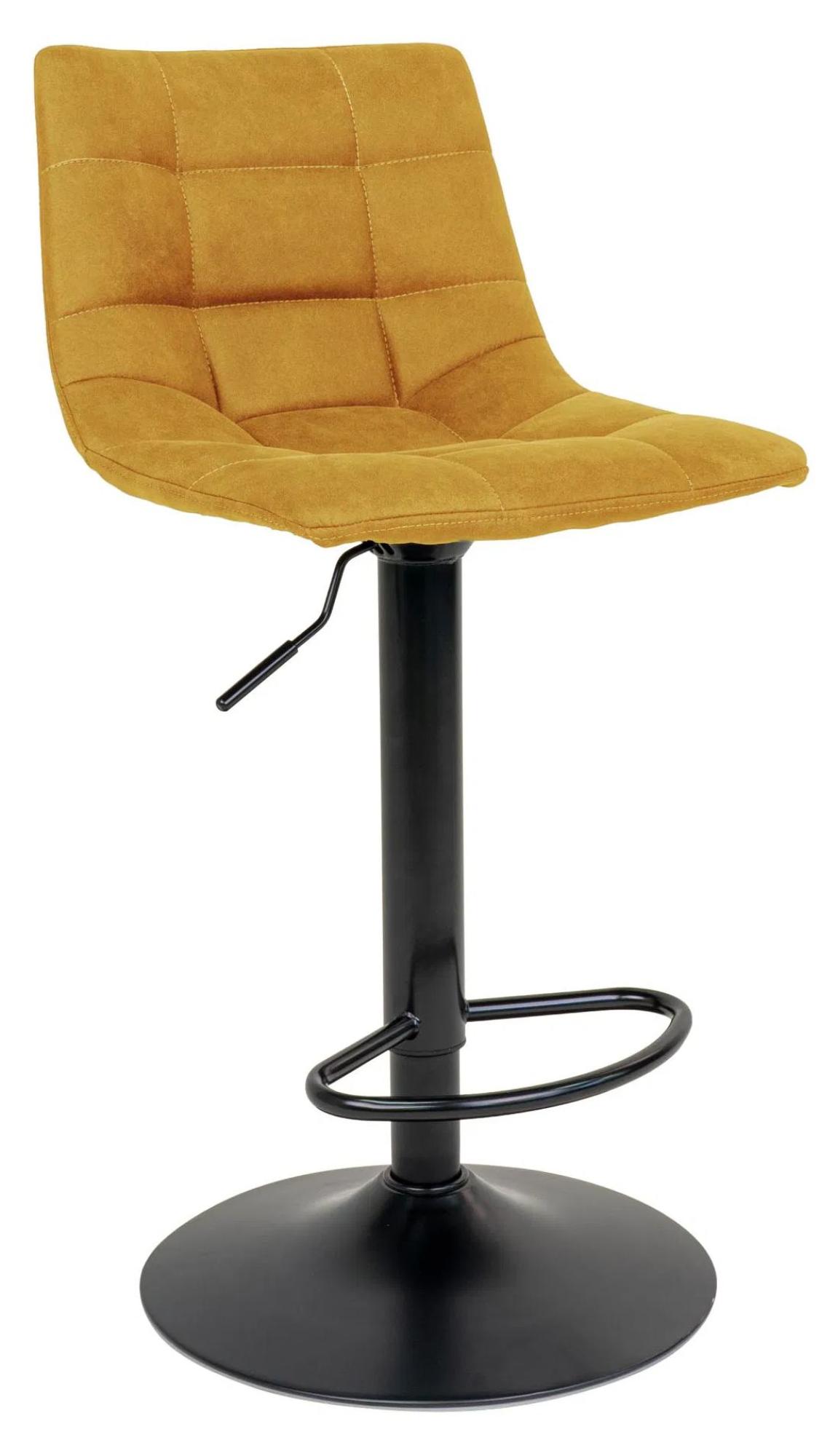 Product photograph of 2 X Timmonsville Mustard Yellow Velvet Fabric Barstool from Choice Furniture Superstore.