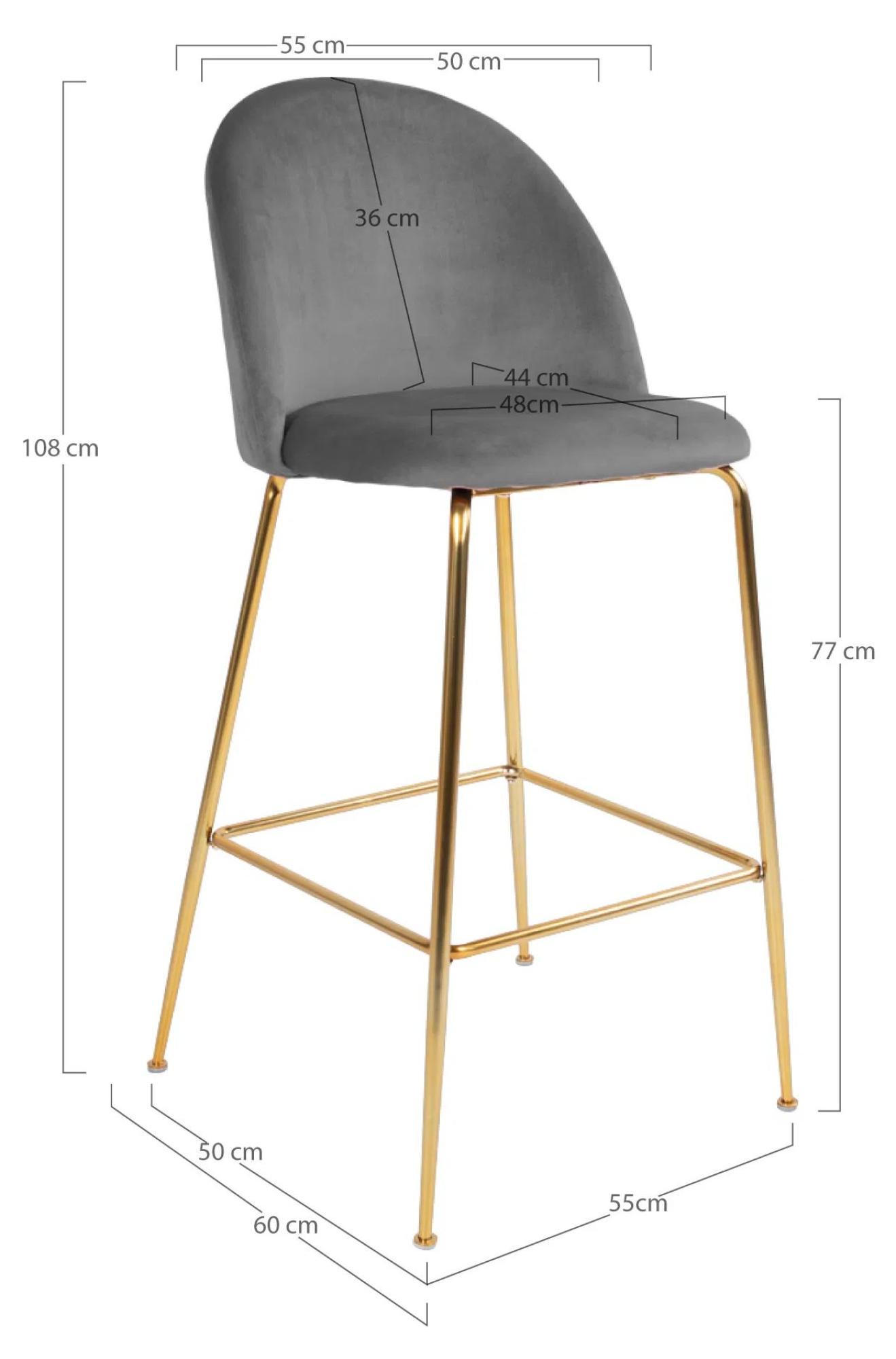 Product photograph of 2 X Tarrant Grey Velvet Fabric Barstool With Gold Legs from Choice Furniture Superstore.