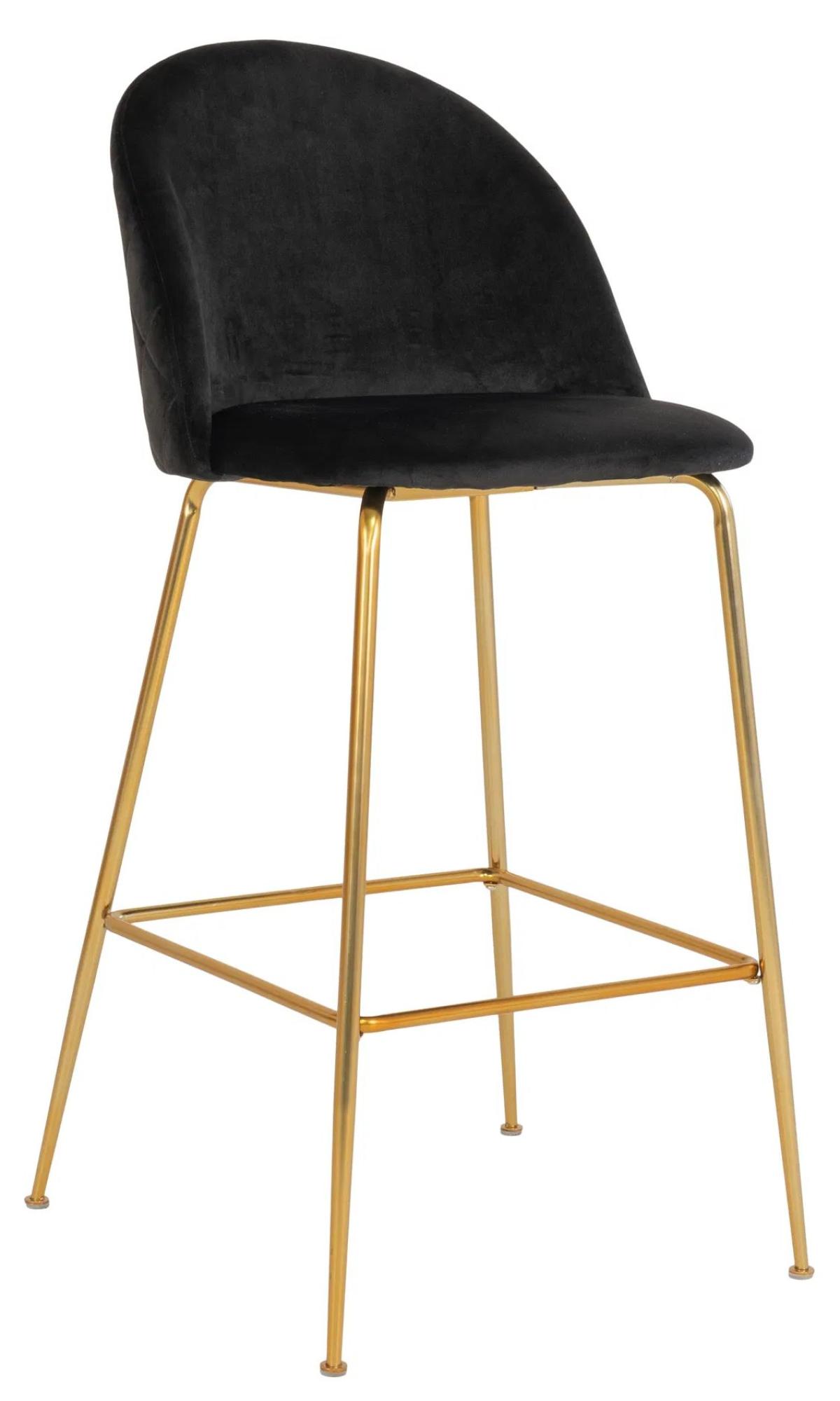 Product photograph of 2 X Tarrant Black Velvet Fabric Barstool With Gold Legs from Choice Furniture Superstore.