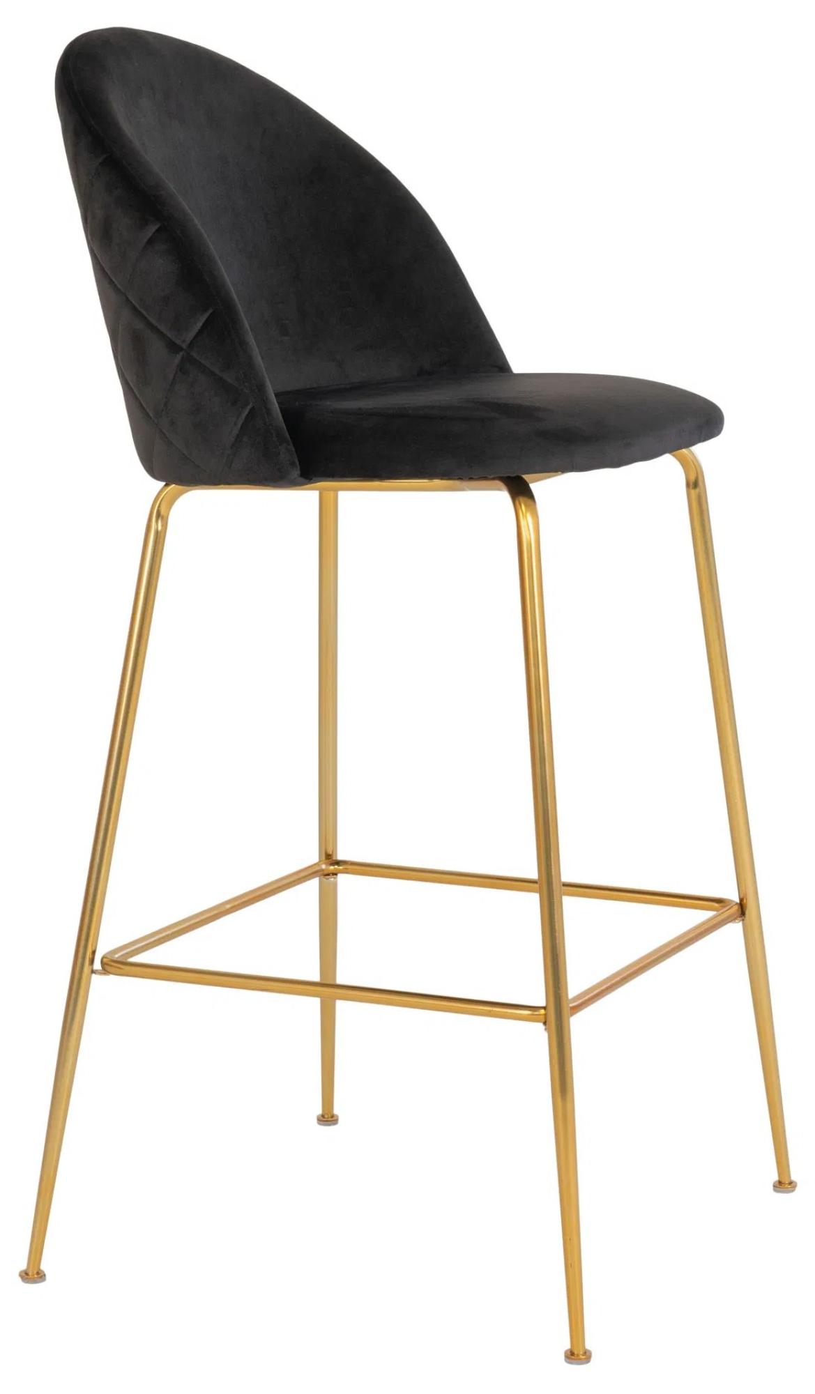 Product photograph of 2 X Tarrant Black Velvet Fabric Barstool With Gold Legs from Choice Furniture Superstore.