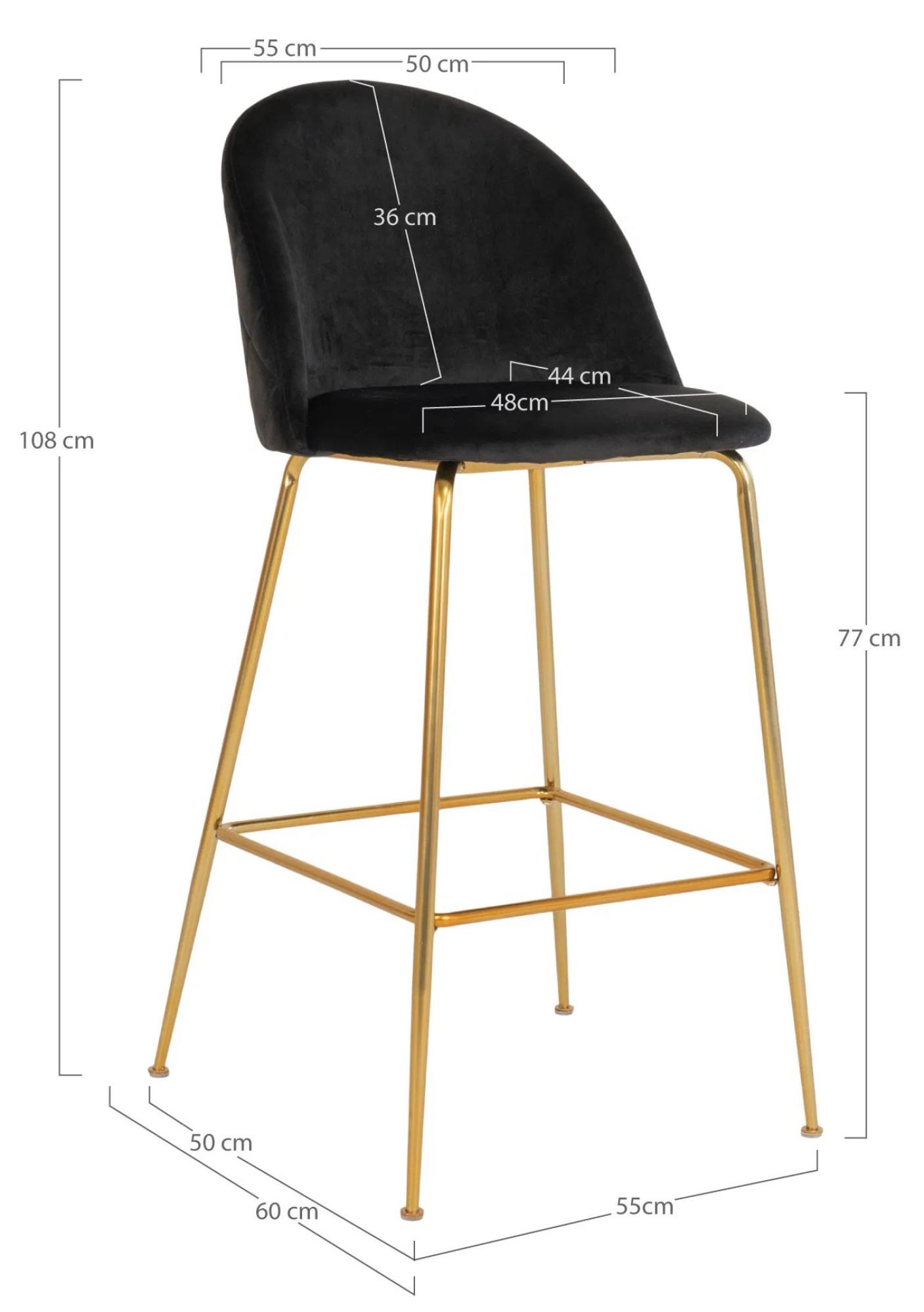 Product photograph of 2 X Tarrant Black Velvet Fabric Barstool With Gold Legs from Choice Furniture Superstore.