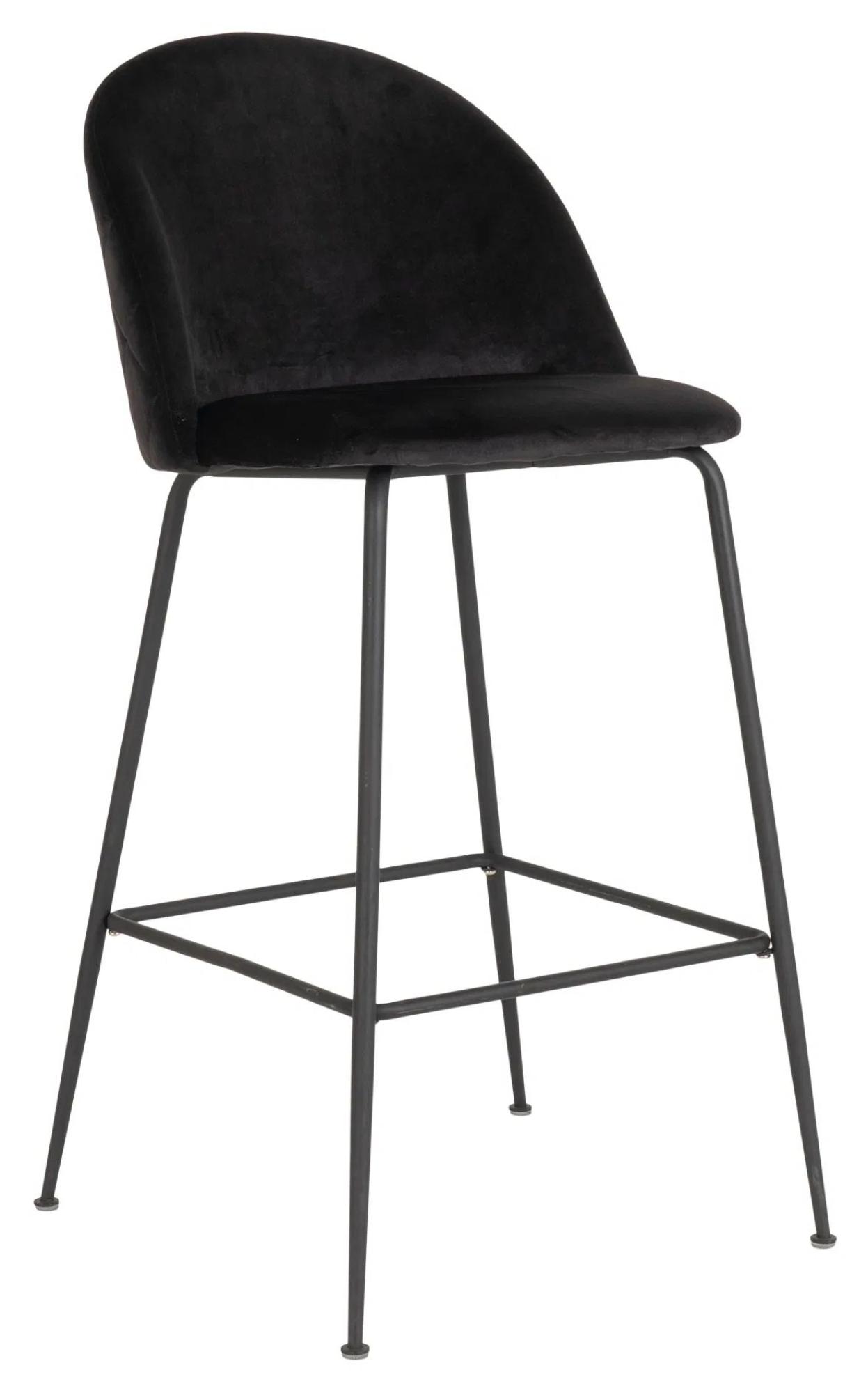 Product photograph of 2 X Tarrant Black Velvet Fabric Barstool from Choice Furniture Superstore.
