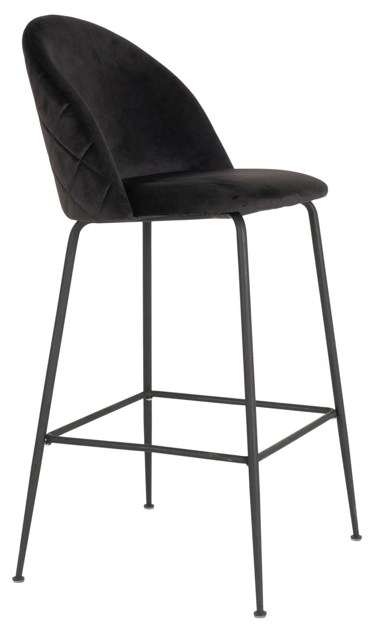 Product photograph of 2 X Tarrant Black Velvet Fabric Barstool from Choice Furniture Superstore.