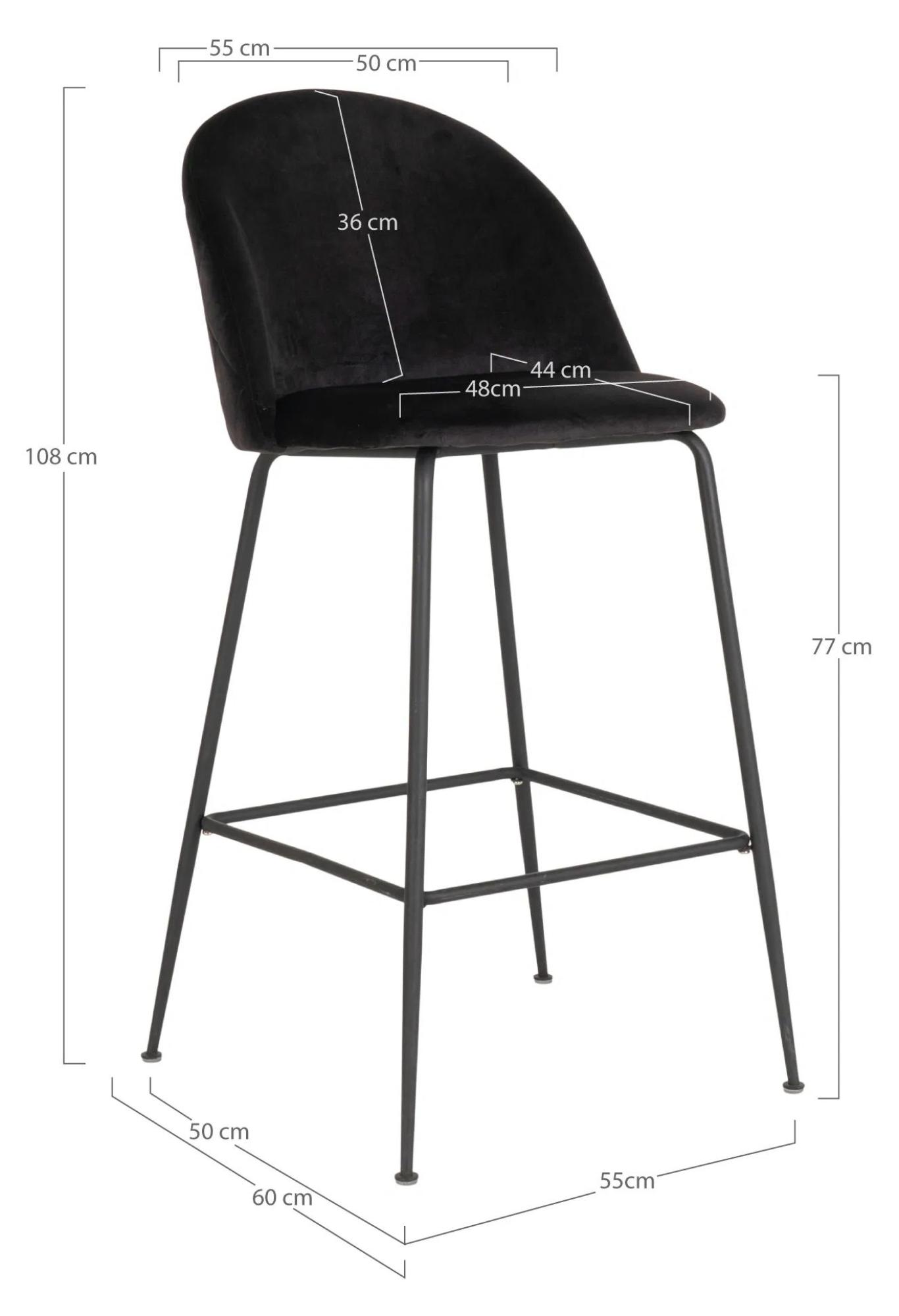 Product photograph of 2 X Tarrant Black Velvet Fabric Barstool from Choice Furniture Superstore.