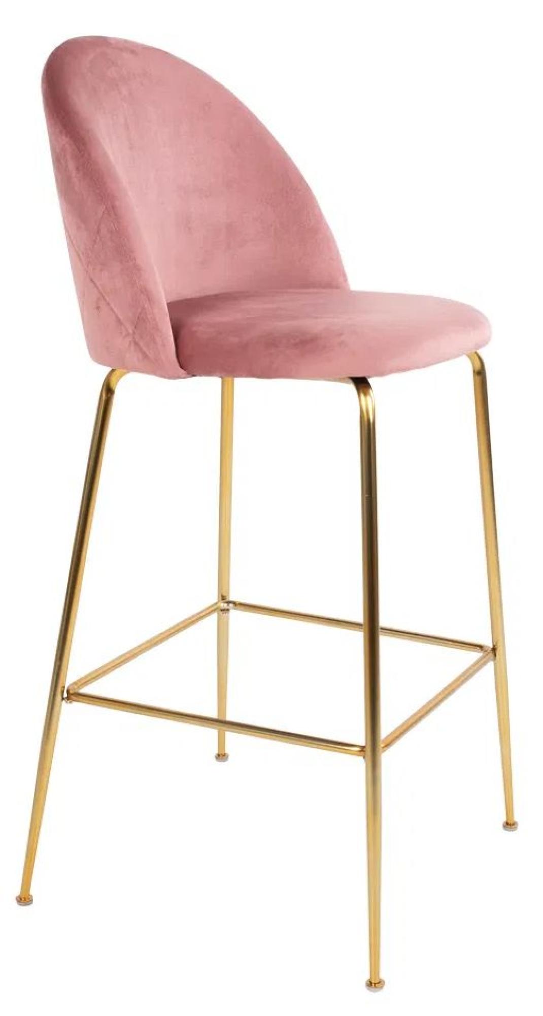 Product photograph of 2 X Tarrant Pink Velvet Fabric Barstool With Gold Legs from Choice Furniture Superstore.