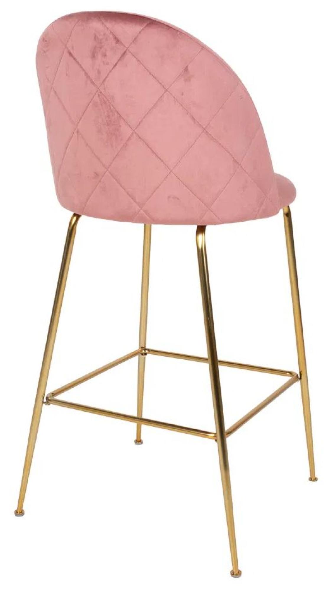 Product photograph of 2 X Tarrant Pink Velvet Fabric Barstool With Gold Legs from Choice Furniture Superstore.