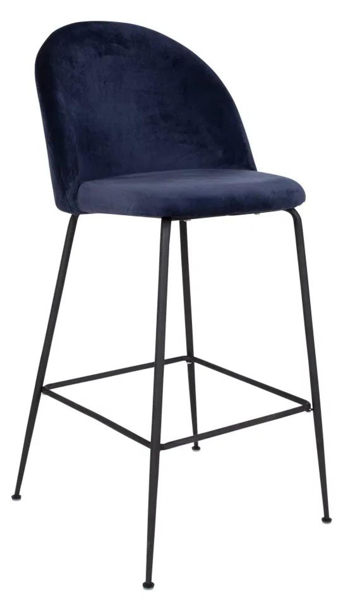 Product photograph of 2 X Tarrant Blue Velvet Fabric Barstool With Black Legs from Choice Furniture Superstore.