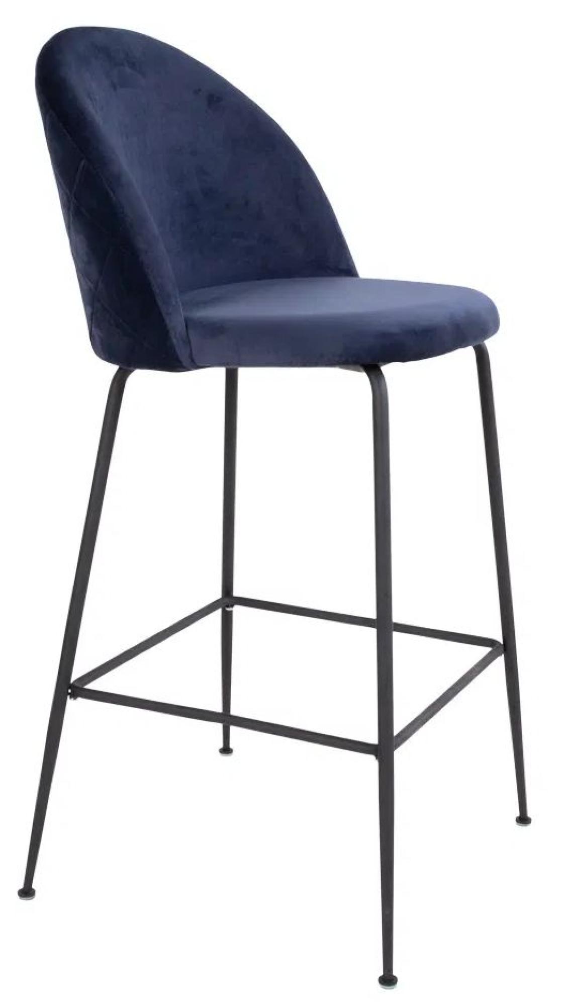 Product photograph of 2 X Tarrant Blue Velvet Fabric Barstool With Black Legs from Choice Furniture Superstore.