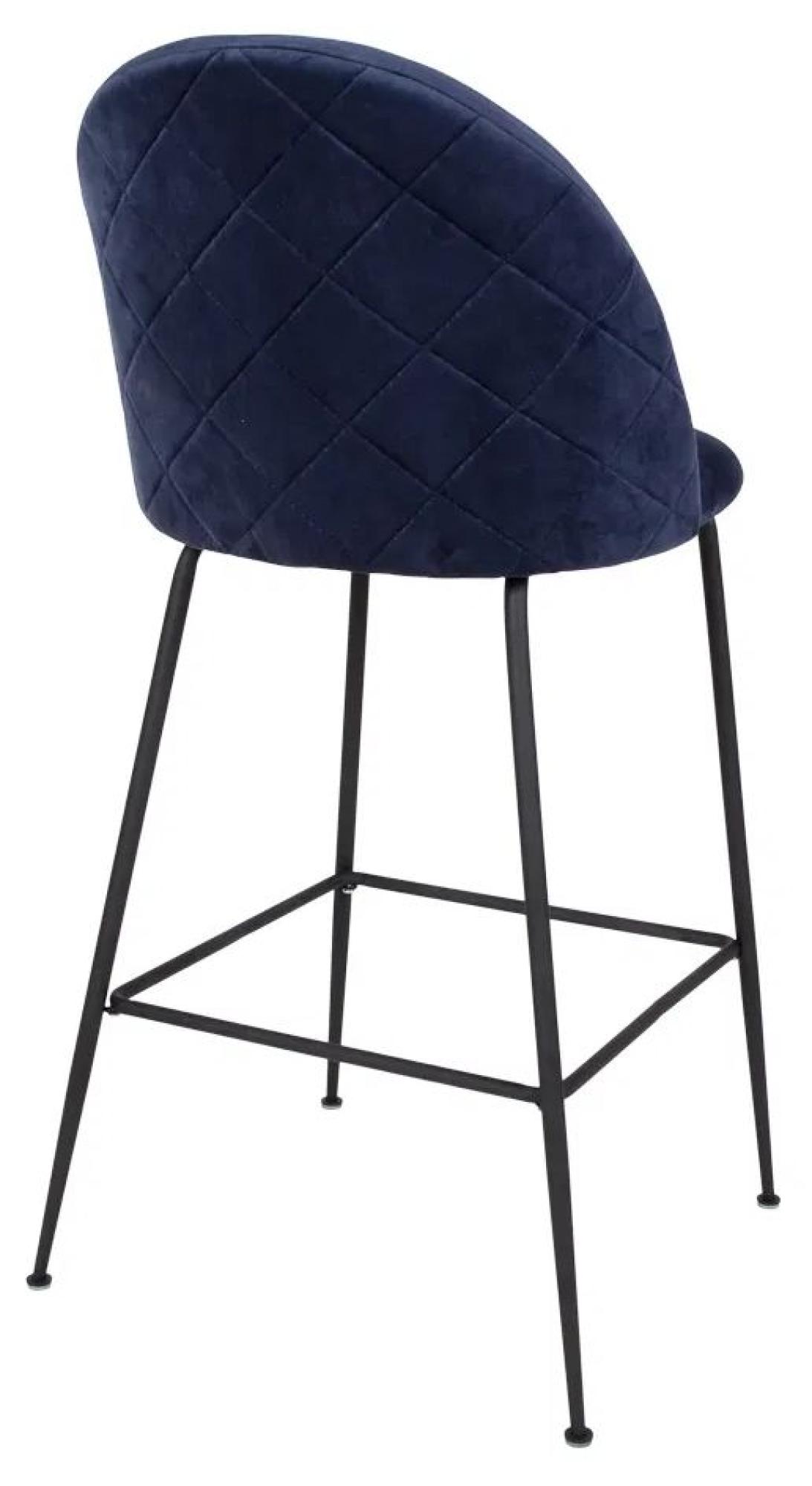 Product photograph of 2 X Tarrant Blue Velvet Fabric Barstool With Black Legs from Choice Furniture Superstore.