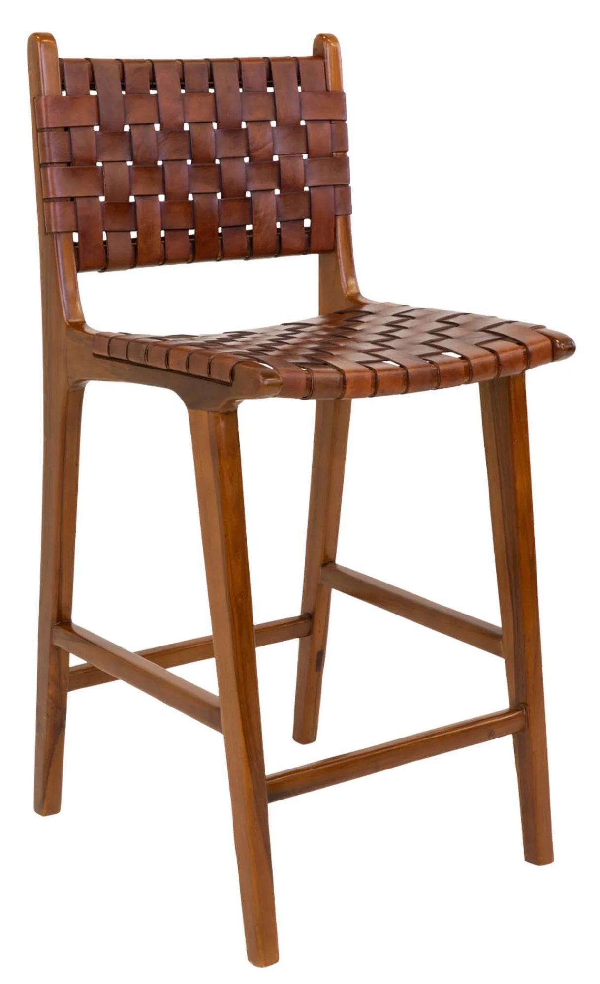 Product photograph of Quinlan Brown Teakwood Bar Chair from Choice Furniture Superstore.