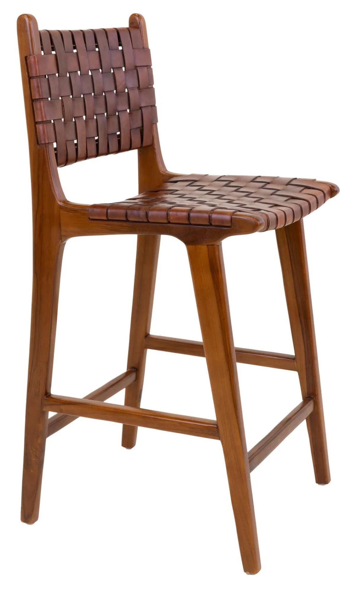 Product photograph of Quinlan Brown Teakwood Bar Chair from Choice Furniture Superstore.