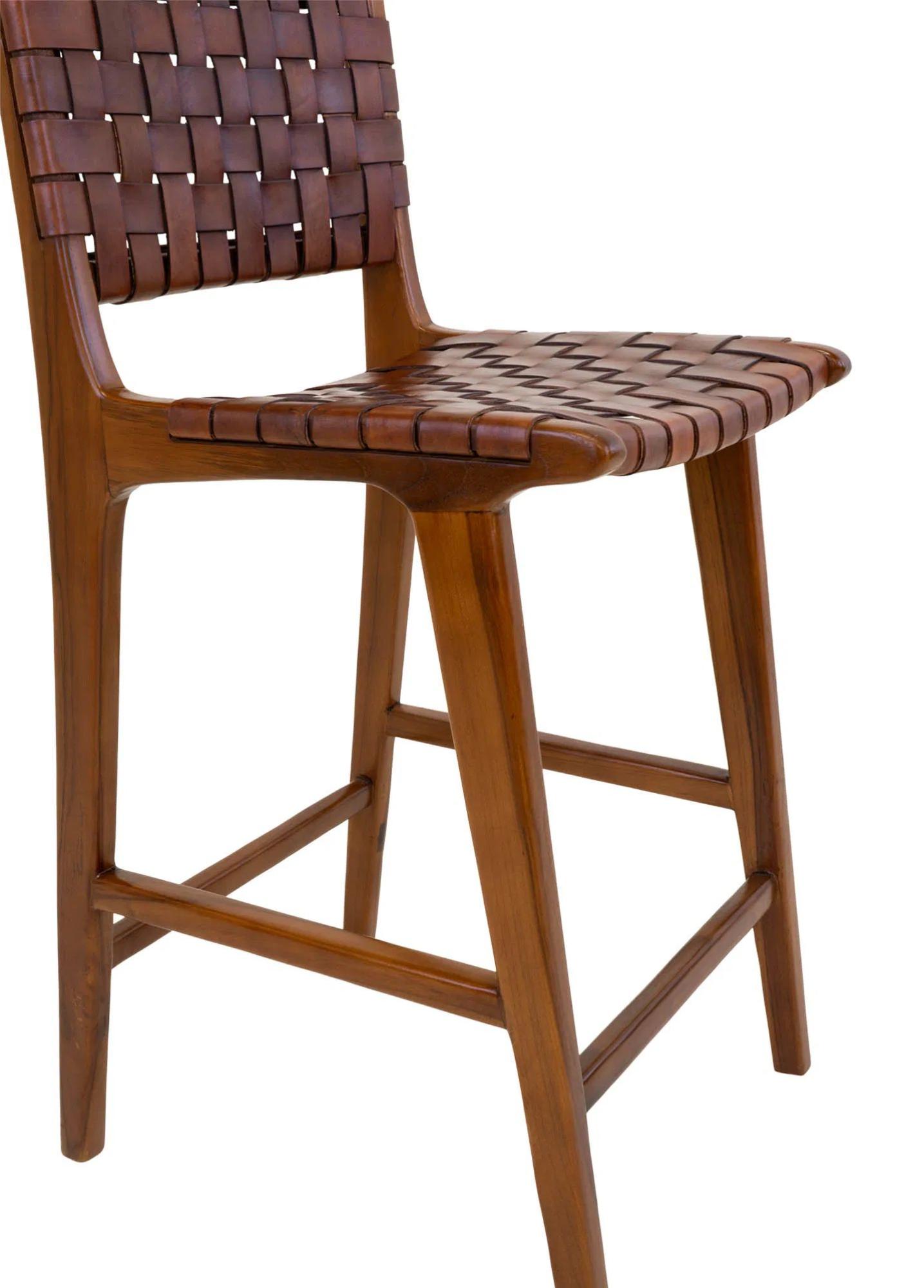 Product photograph of Quinlan Brown Teakwood Bar Chair from Choice Furniture Superstore.