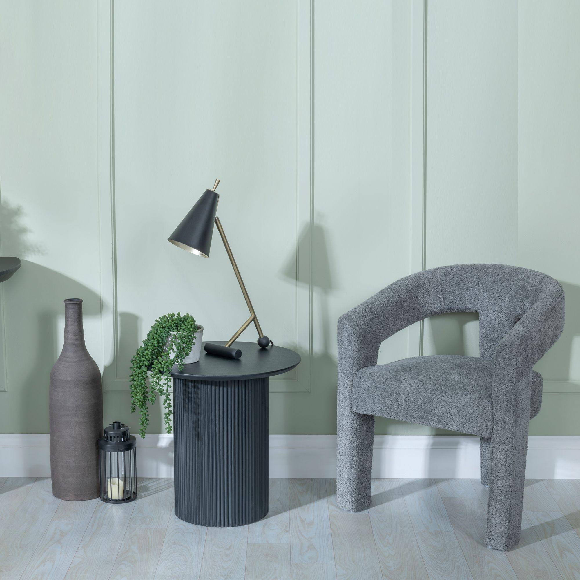 Product photograph of Bern Fluted Black Round End Table With Drum Base from Choice Furniture Superstore.