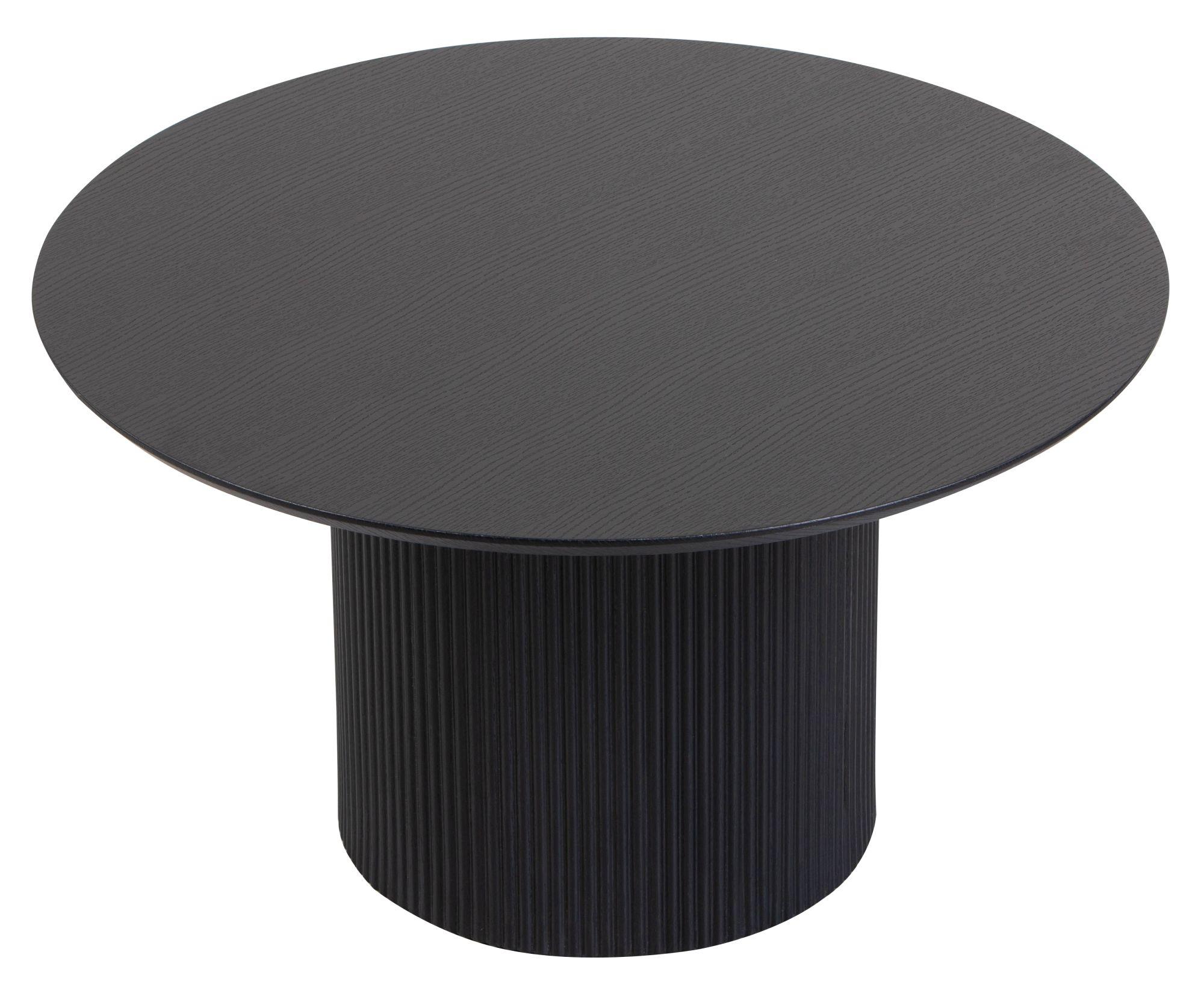 Product photograph of Bern Black Round Coffee Table With Fluted Ribbed Drum Base from Choice Furniture Superstore.