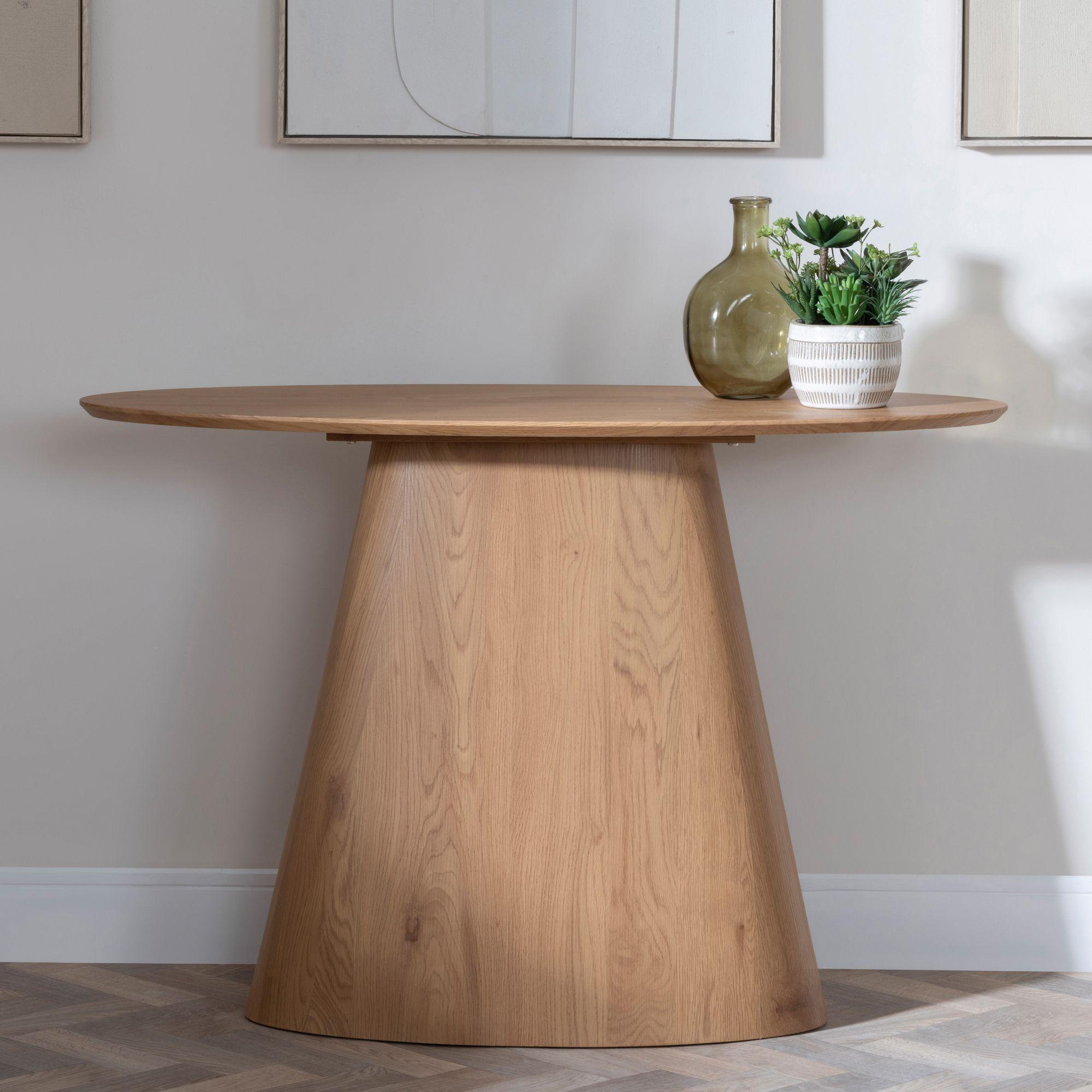 Product photograph of Palma Oak Oval Console Table from Choice Furniture Superstore.