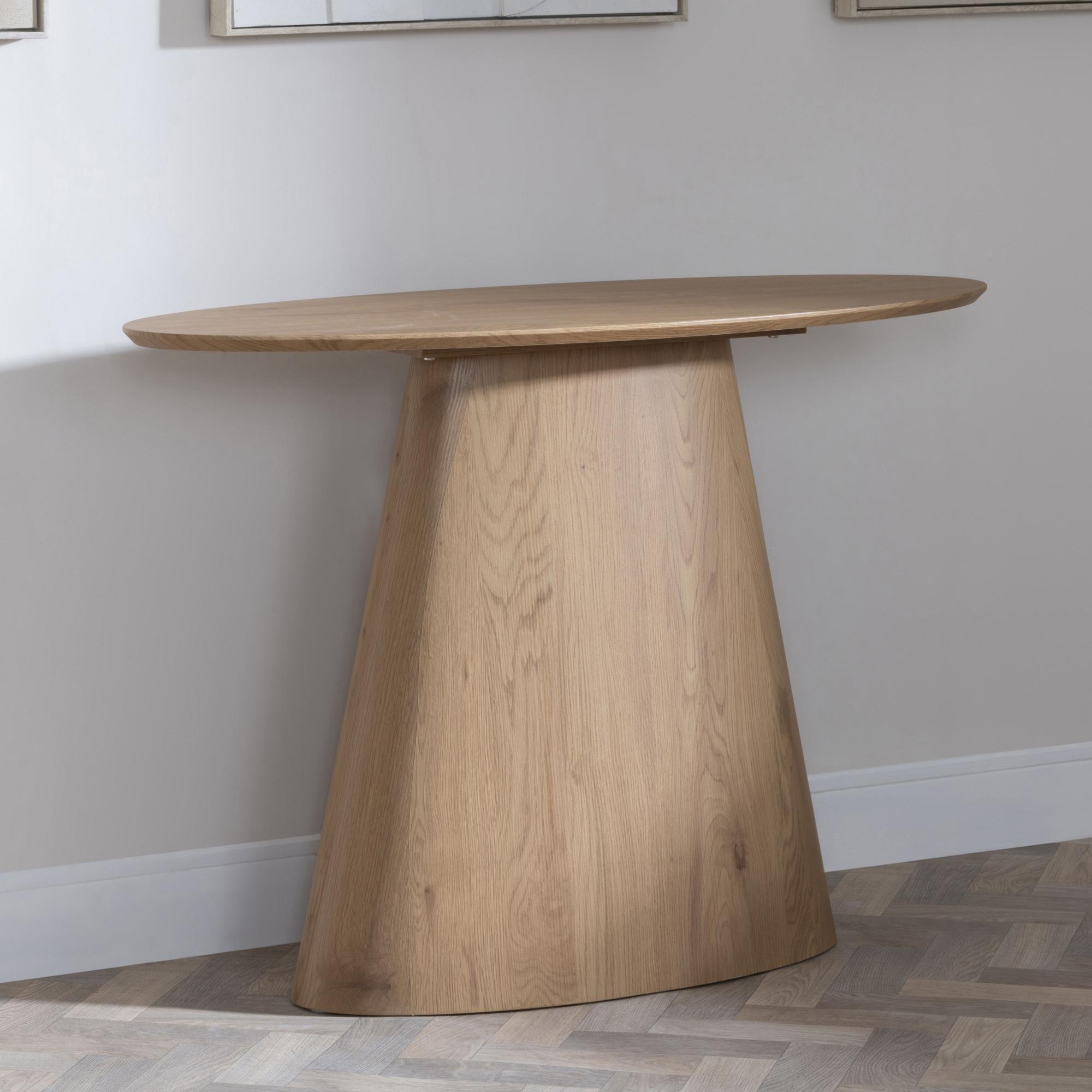 Product photograph of Palma Oak Oval Console Table from Choice Furniture Superstore.