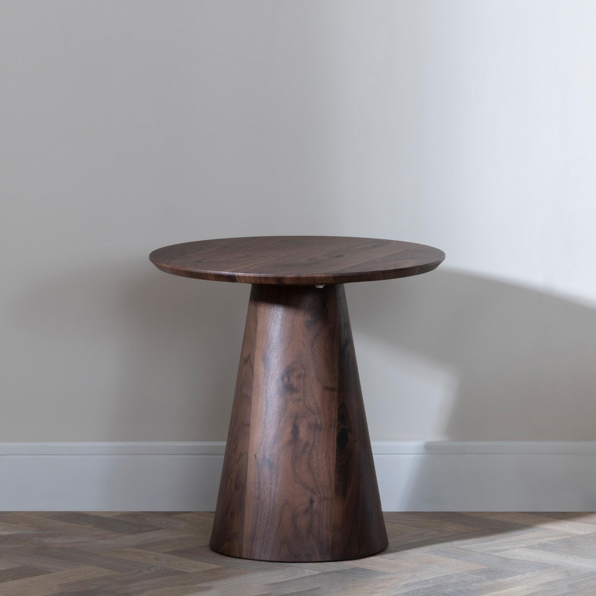 Product photograph of Palma Walnut Round End Table from Choice Furniture Superstore.