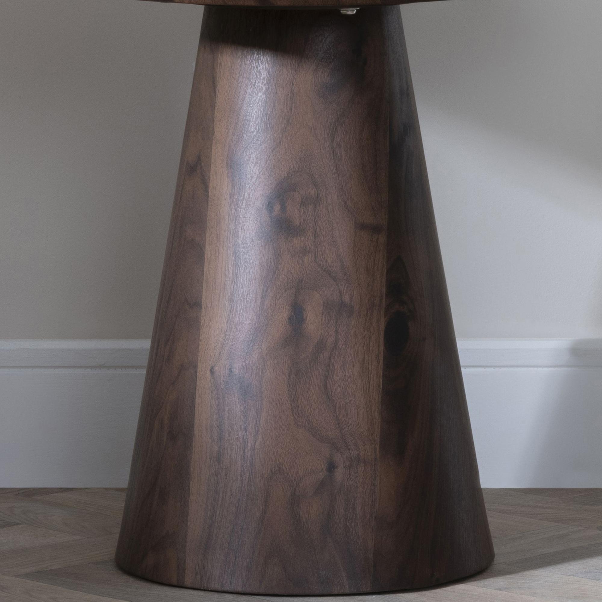 Product photograph of Palma Walnut Round End Table from Choice Furniture Superstore.