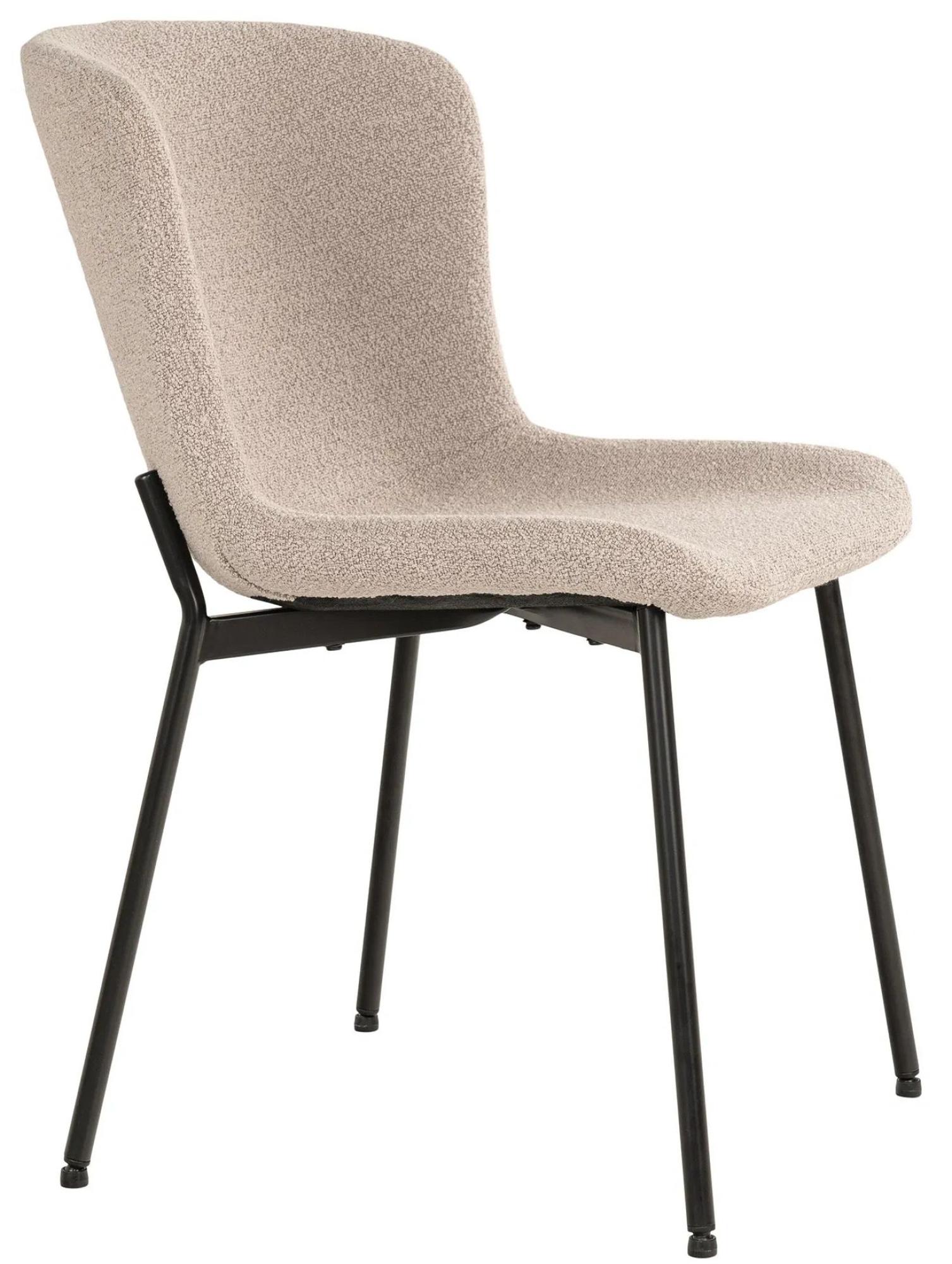 Product photograph of 2 X Hymera Beige Boucle Fabric Dining Chair With Black Legs from Choice Furniture Superstore.