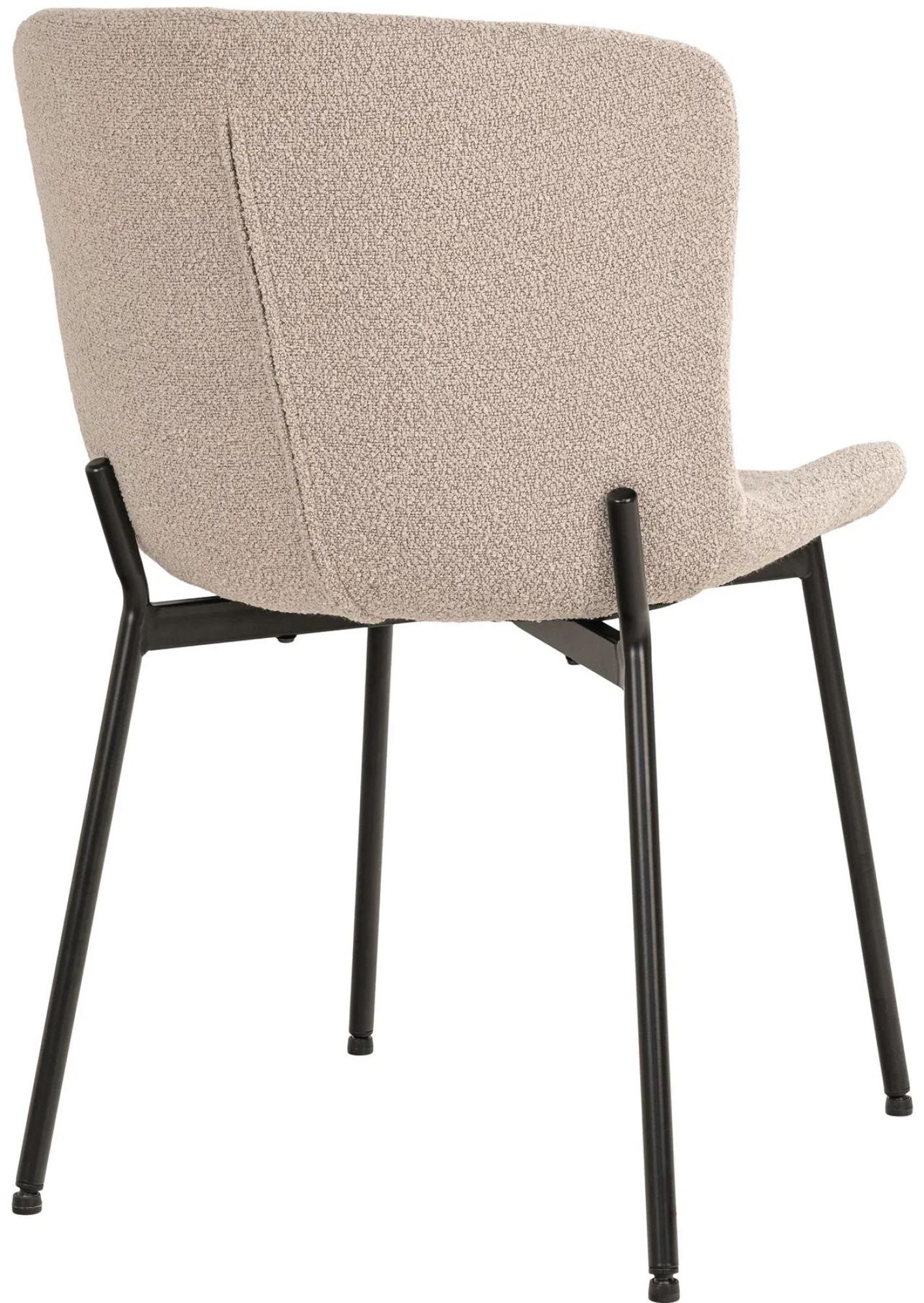 Product photograph of 2 X Hymera Beige Boucle Fabric Dining Chair With Black Legs from Choice Furniture Superstore.