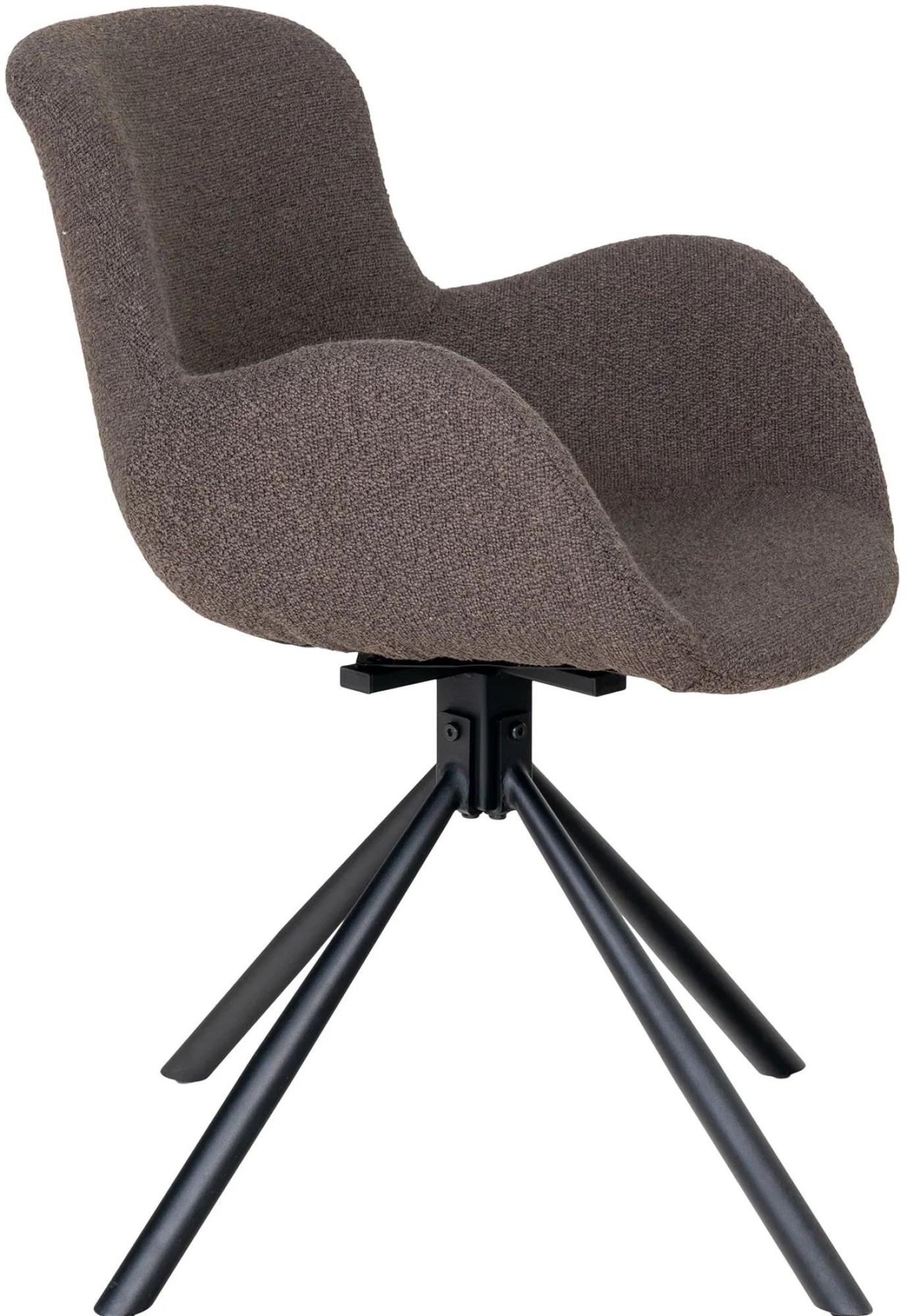 Product photograph of Set Of 2 Amorim Brown Boucle Fabric Swivel Dining Chair With Black Legs from Choice Furniture Superstore.