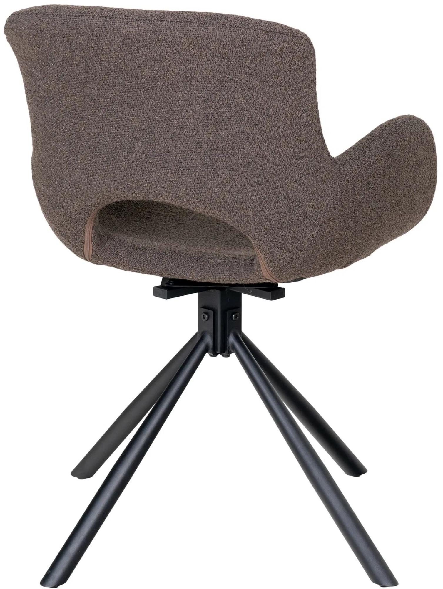 Product photograph of Set Of 2 Amorim Brown Boucle Fabric Swivel Dining Chair With Black Legs from Choice Furniture Superstore.