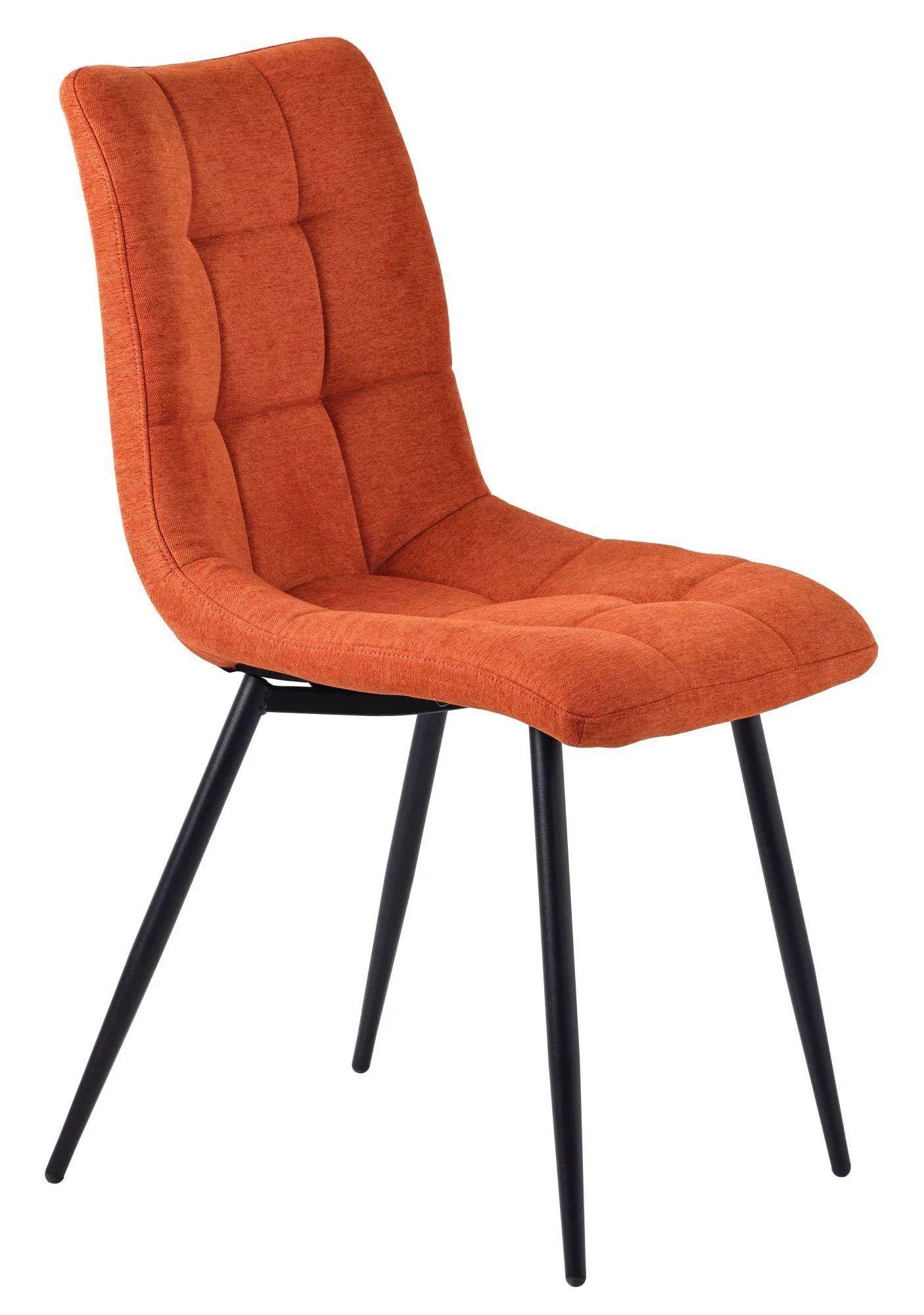 Product photograph of 4 X Corona Dining Chairs In Orange Colour Fabric And Black Metal Legs from Choice Furniture Superstore.