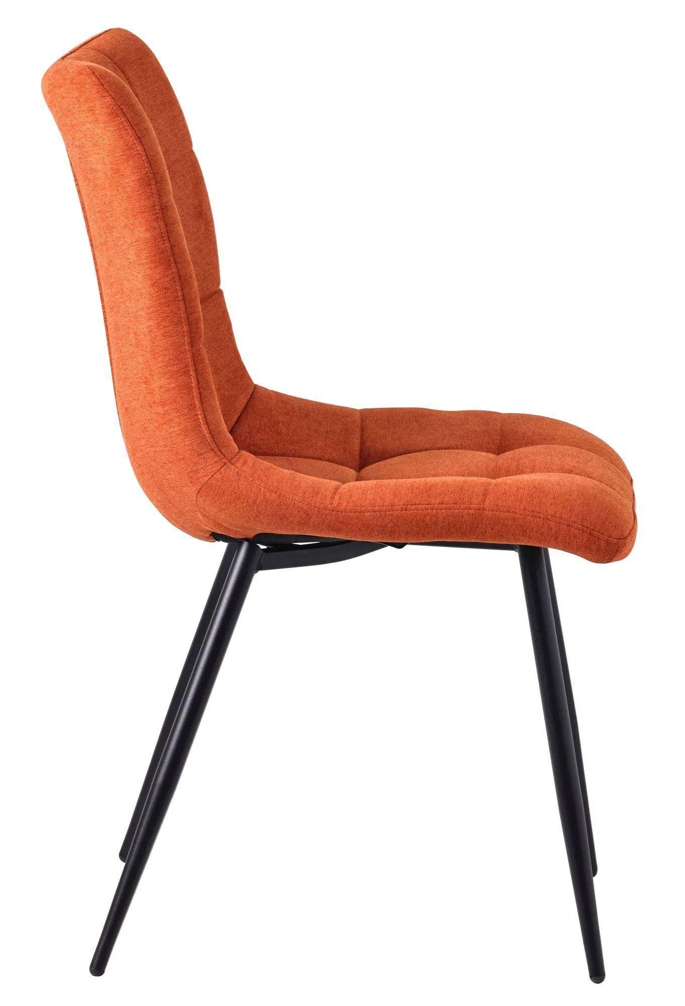Product photograph of 4 X Corona Dining Chairs In Orange Colour Fabric And Black Metal Legs from Choice Furniture Superstore.