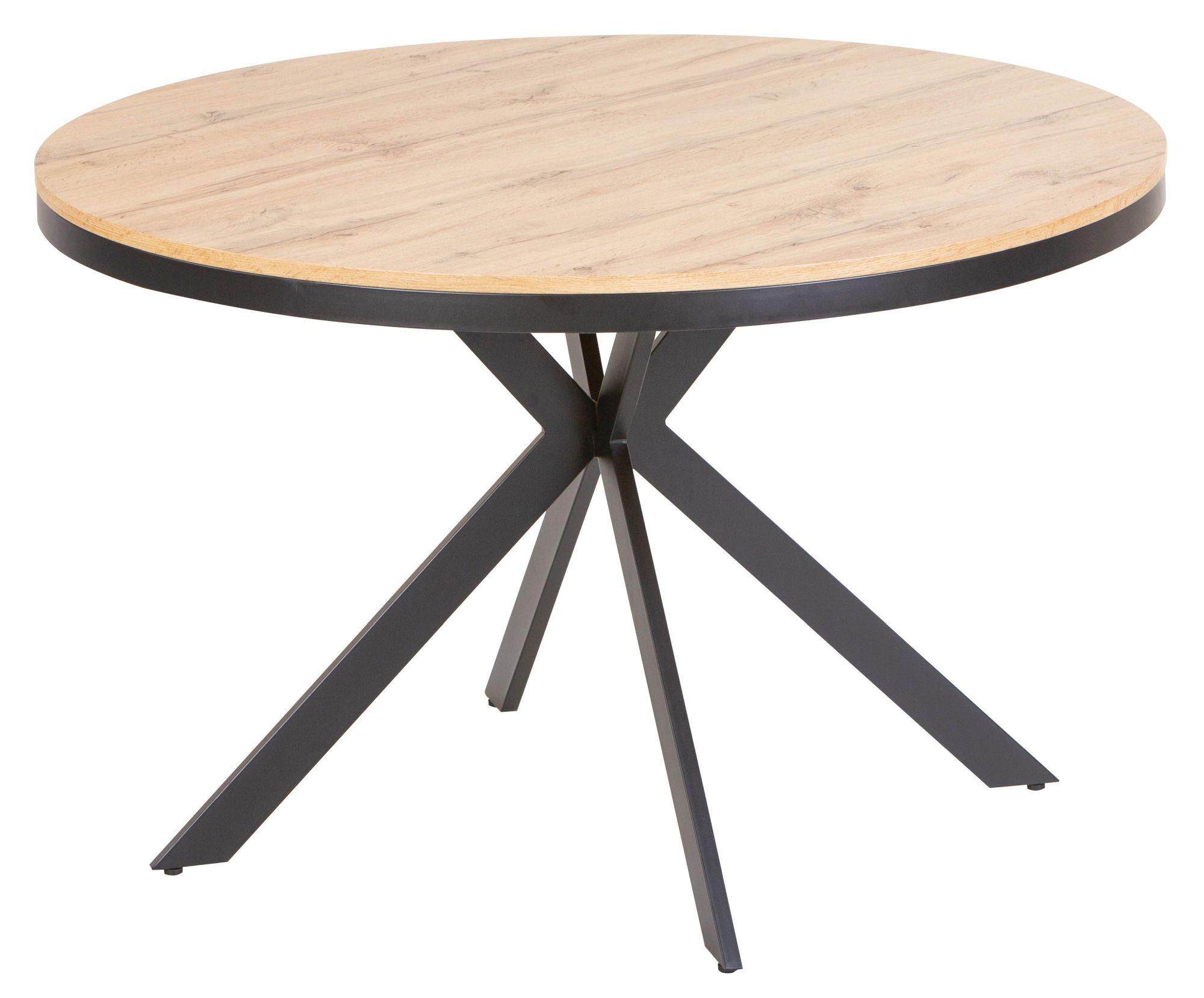 Product photograph of Bronx Industrial Oak Effect 4 Seater Round Dining Table With Black Spider Legs from Choice Furniture Superstore.