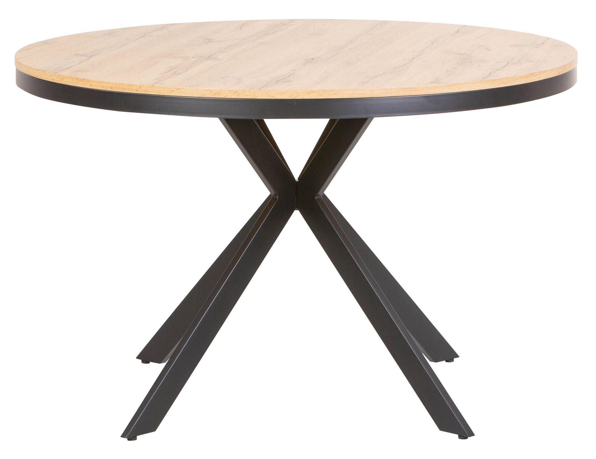 Product photograph of Bronx Industrial Oak Effect 4 Seater Round Dining Table With Black Spider Legs from Choice Furniture Superstore.