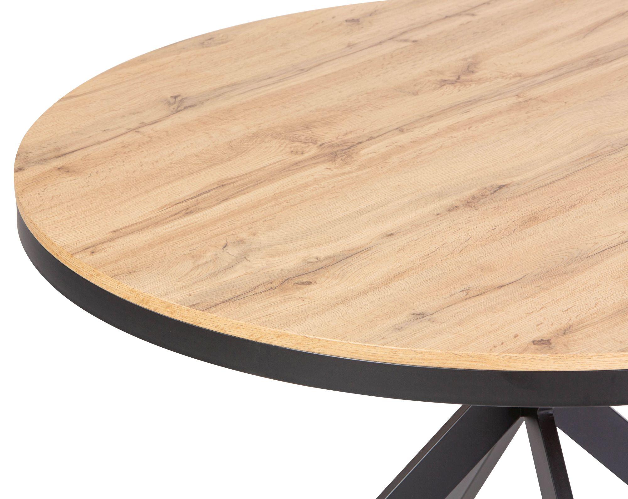 Product photograph of Bronx Industrial Oak Effect 4 Seater Round Dining Table With Black Spider Legs from Choice Furniture Superstore.