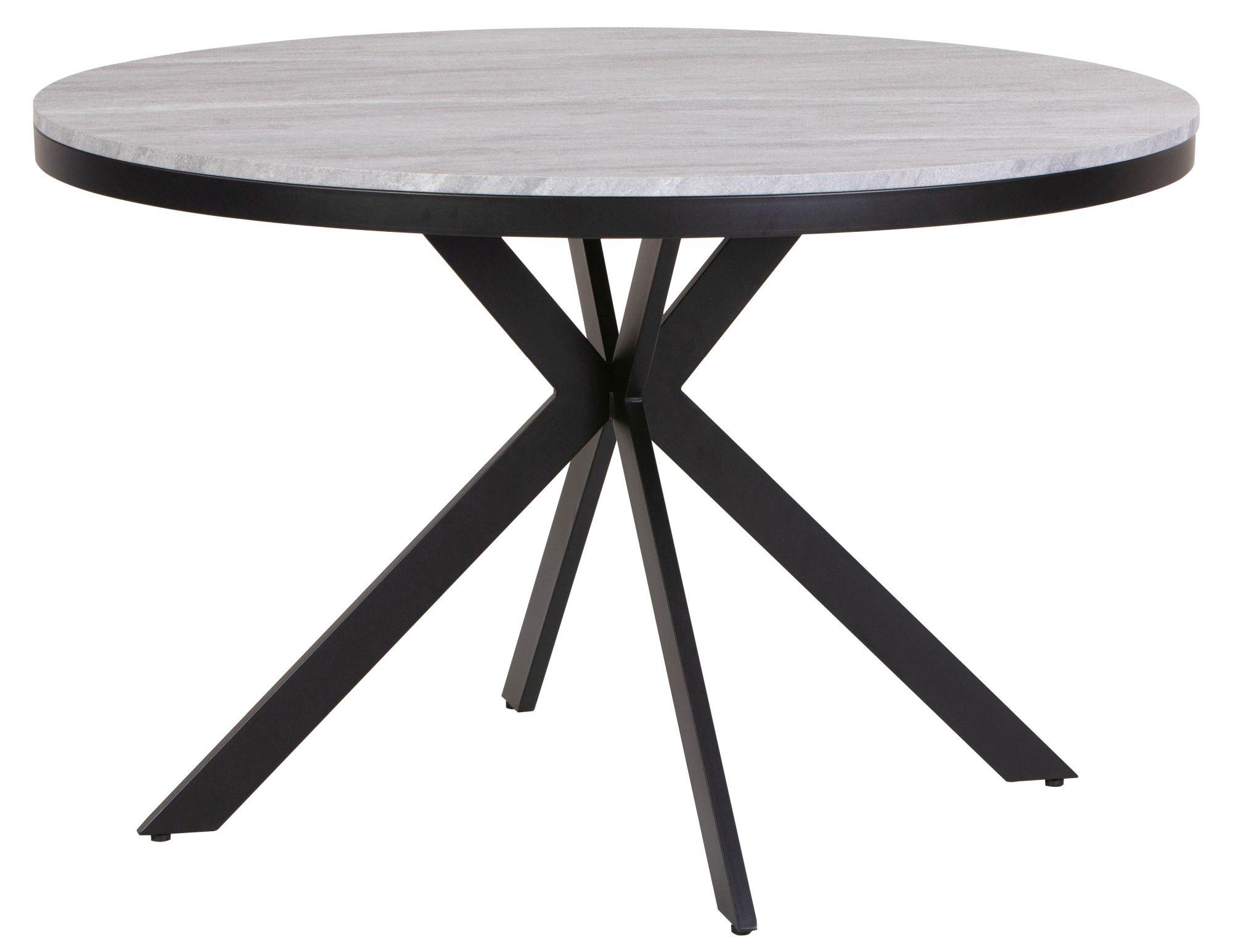 Product photograph of Ezra Grey Concrete Effect 4 Seater Round Dining Table With Black Spider Legs from Choice Furniture Superstore.