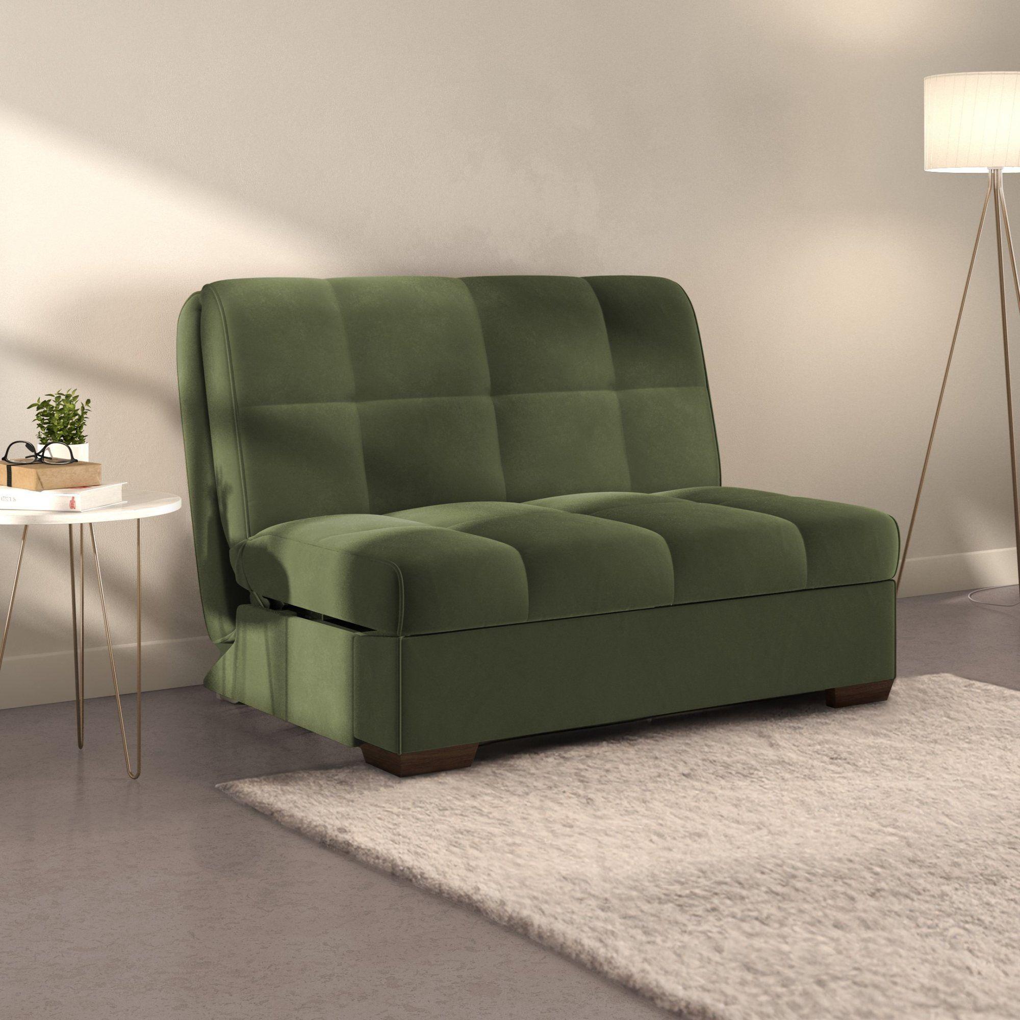 Product photograph of Harper Sunningdale Olive Green 2 Seater Fabric Pull Out Sofa Bed from Choice Furniture Superstore.