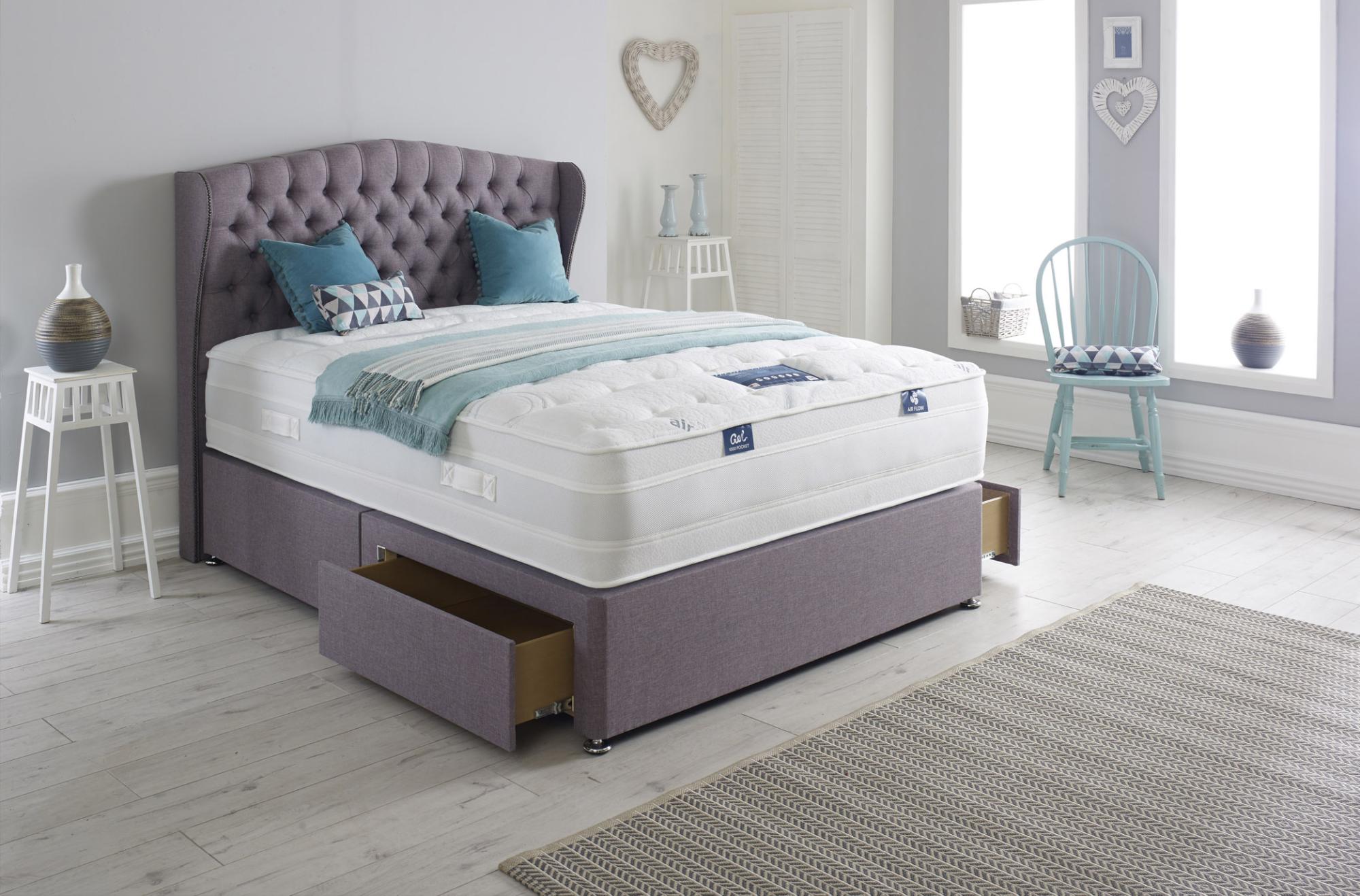 Product photograph of Dura Beds Air Plus Gel 1000 Platform Top Divan Bed from Choice Furniture Superstore.